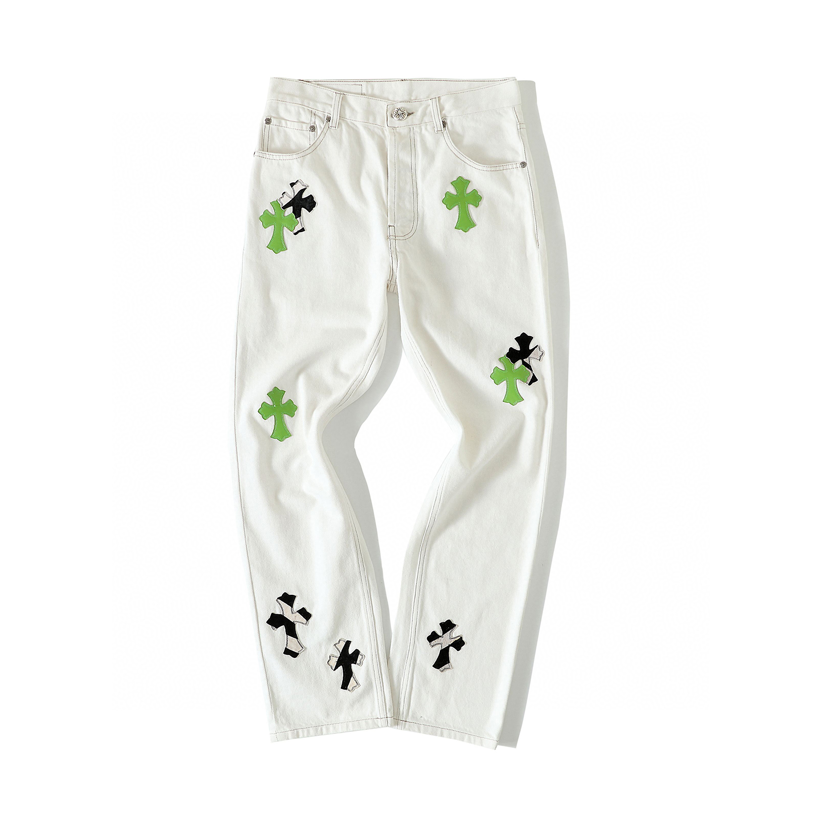 Chrome Hearts Graffiti White Denim Jeans Pants #nigo96784