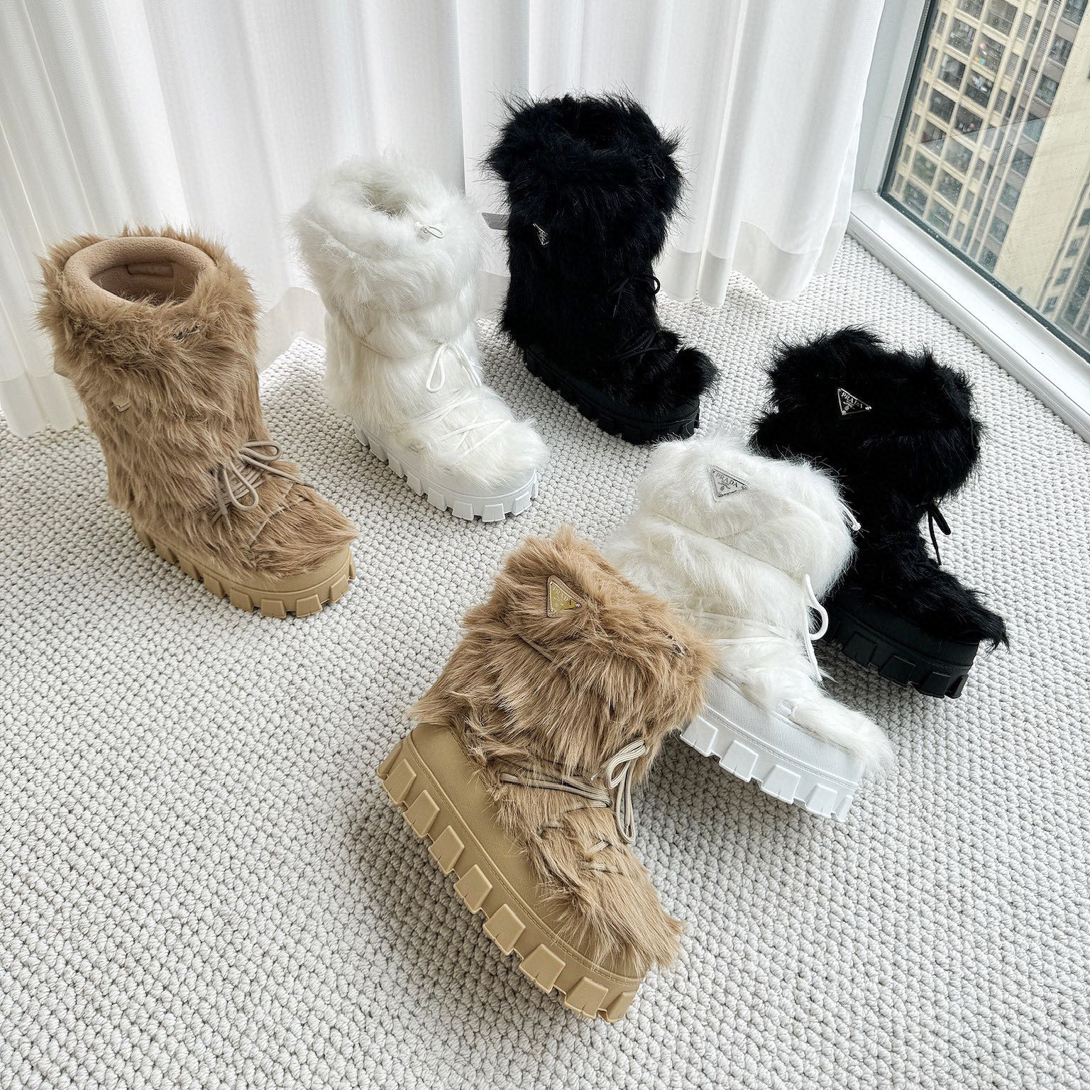 Prada Shearling Apres-Ski Boots Shoes #nigo96776
