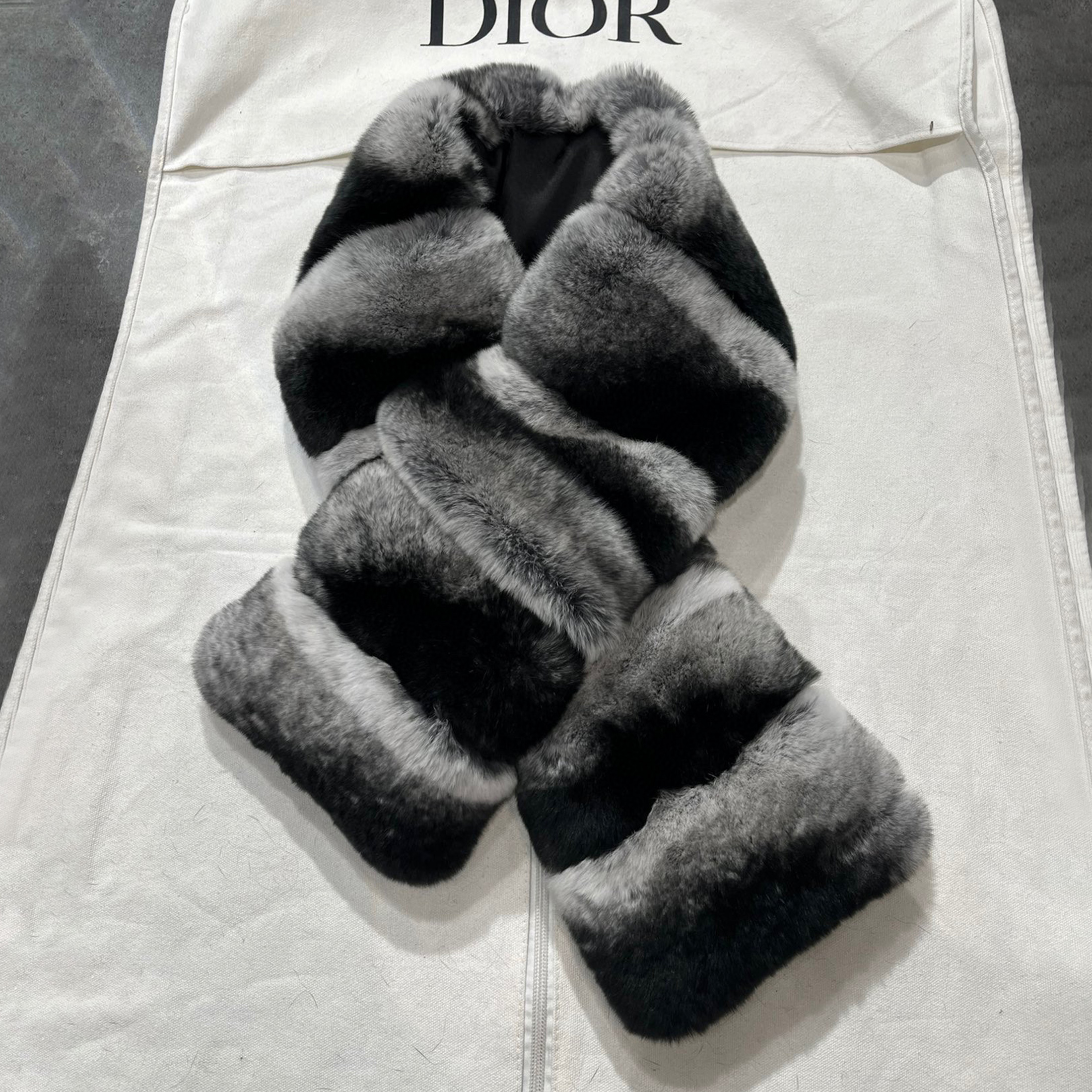 Dior Striped Rex Rabbit Fur Scarf Ngvp #nigo6872