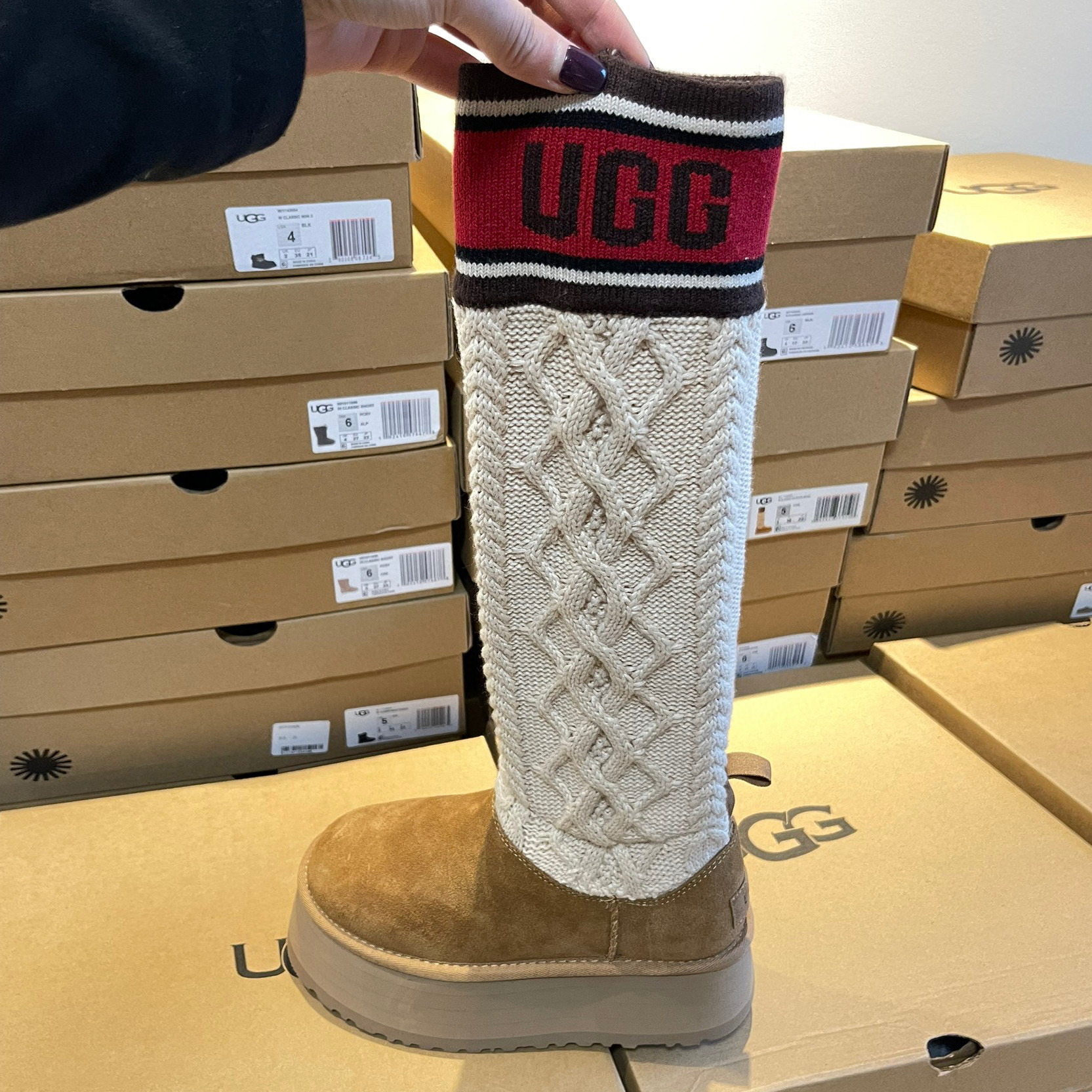 Gucci Knit Sock Calf High Top Suede Snow Boots Shoes #nigo96786