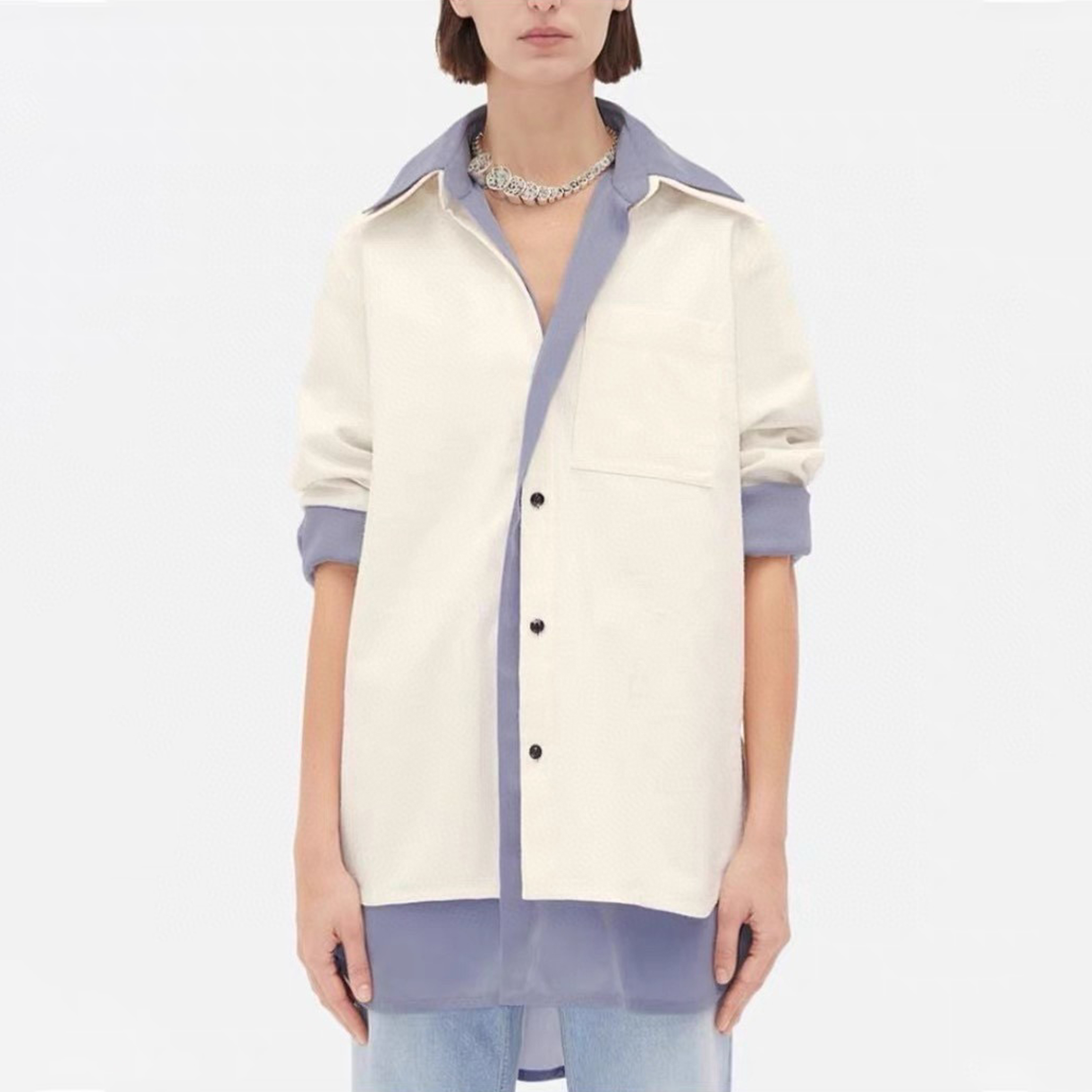 Bottega Veneta Loose Fit Double Layer Cotton Shirt Ngvp #nigo6846