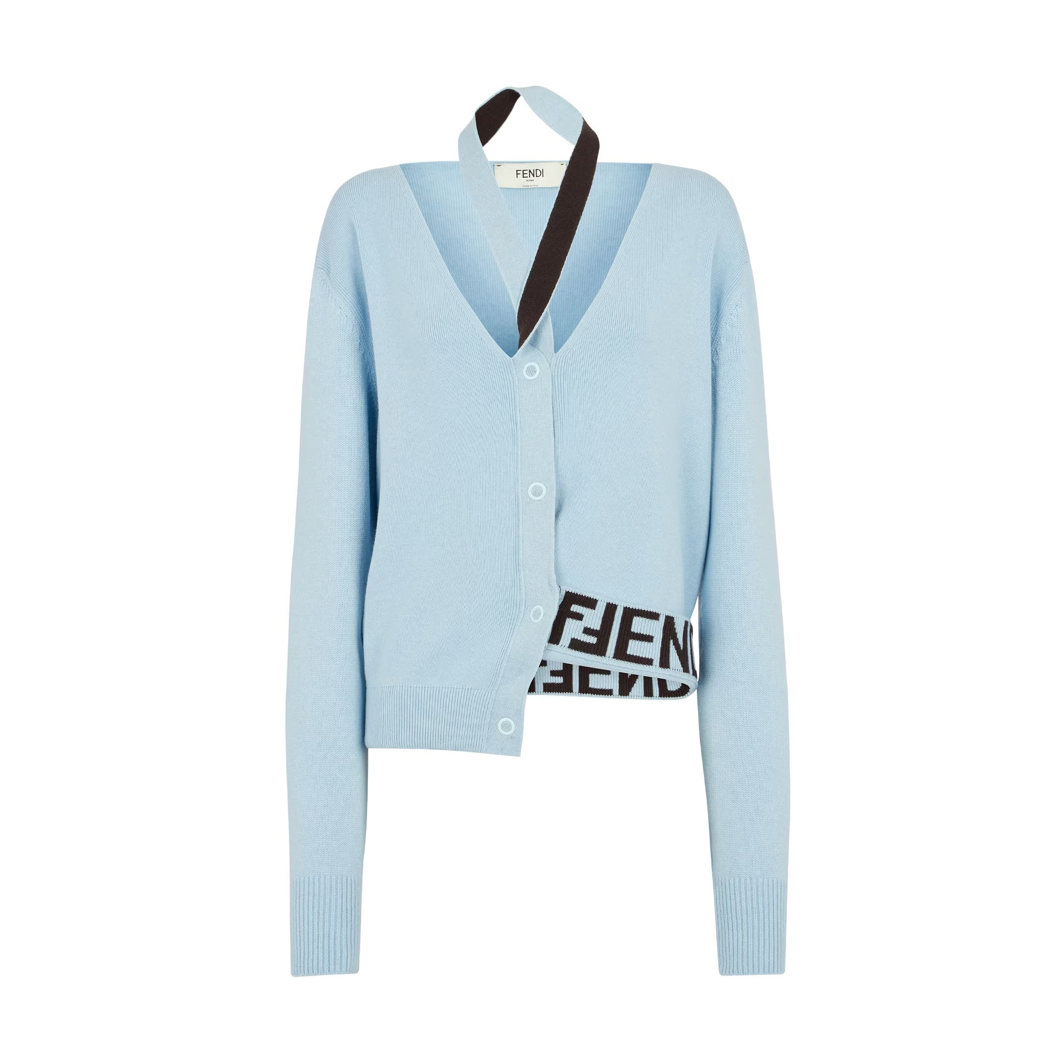 Fendi Light Blue Cashmere And Wool knitwear Cardigan #nigo96811