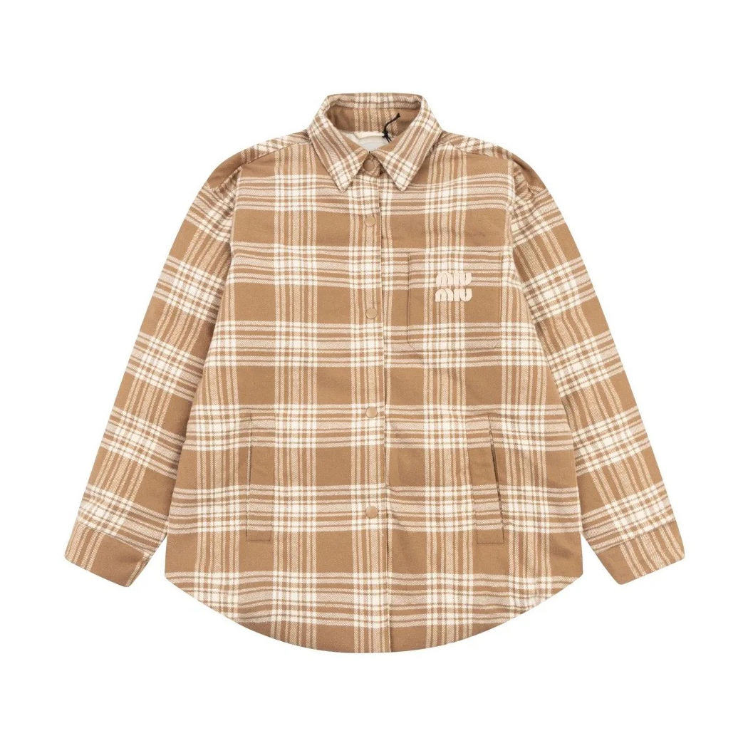 MiuMiu Check Down Cotton Long Sleeve Jacket #nigo96821