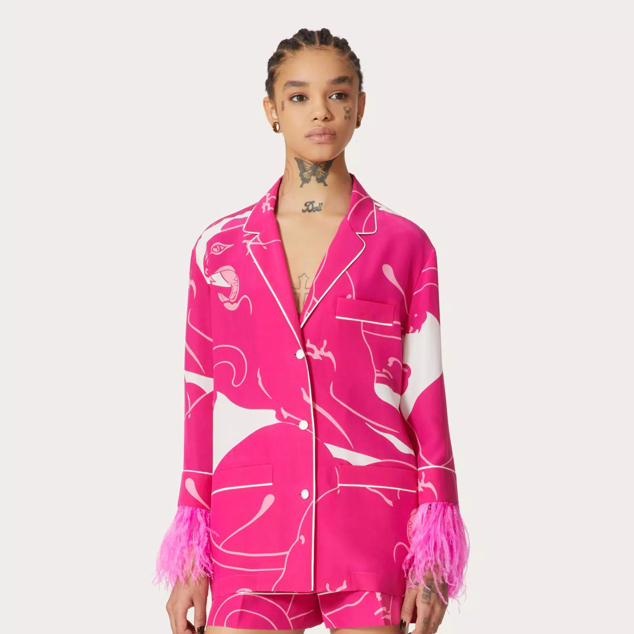 Valentino Panther Crepe De Chine Blouse Strappy Casual Pants Ngvp #nigo6881