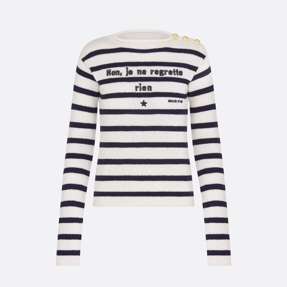 Dior MARINIÈRE 'NON, JE NE REGRETTE RIEN' Cashmere Knit Sweater Ngvp #nigo6854