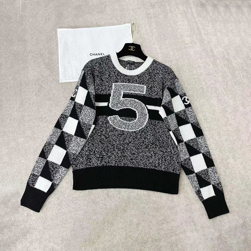 Chanel Jacquard Colorblock Crew Neck Sweater Ngvp #nigo6851