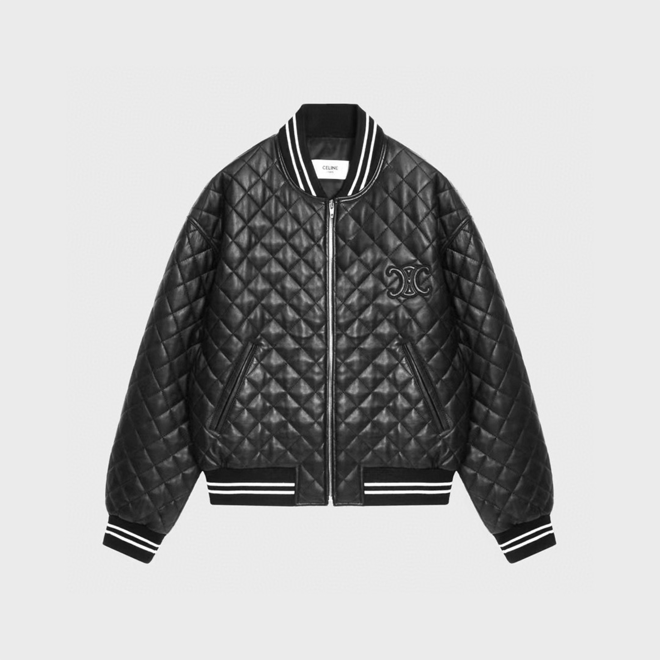 Celine Black Leather Baseball Jacket Coat Ngvp #nigo6727