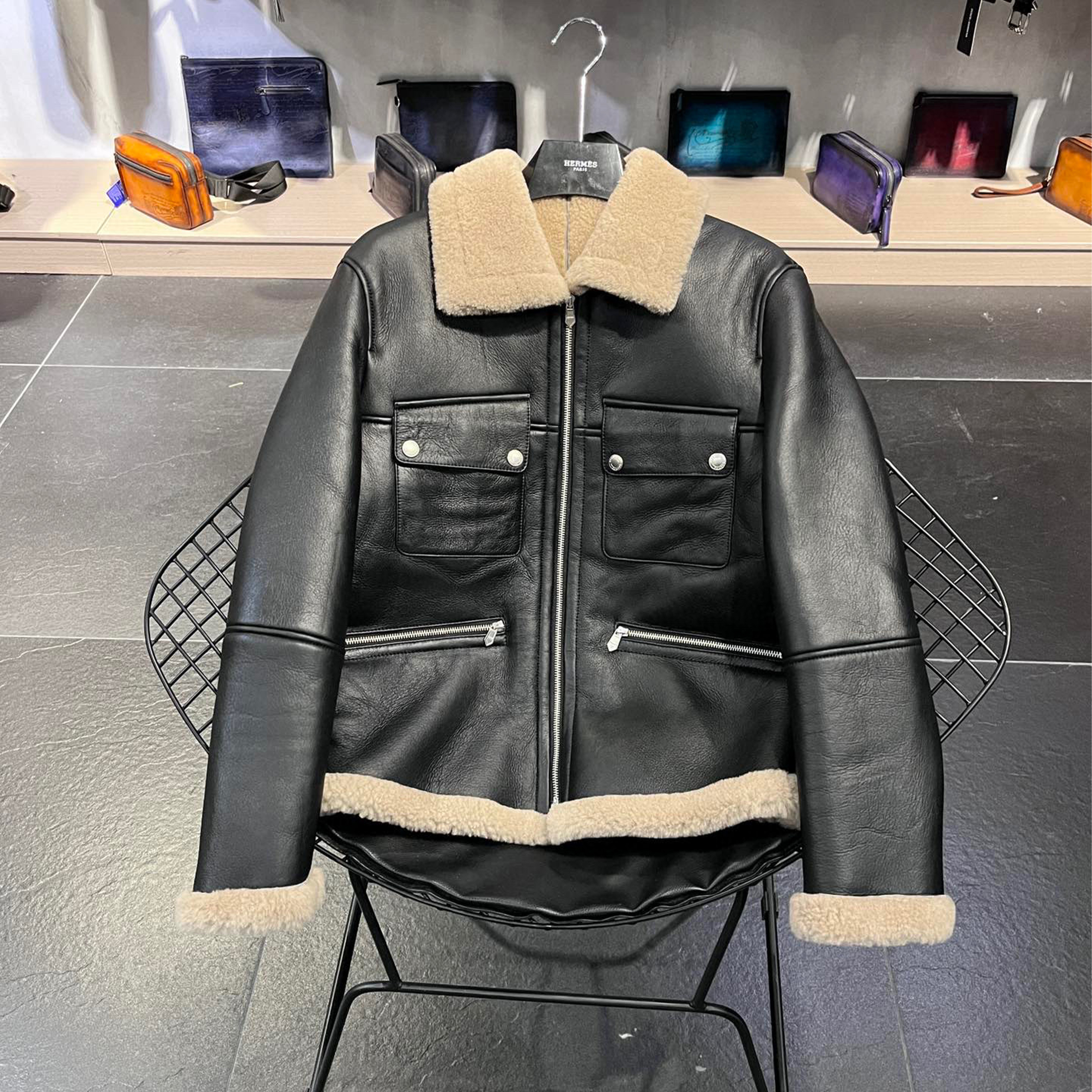 Hermes Lapel Zipper Fur Jacket Ngvp #nigo6884