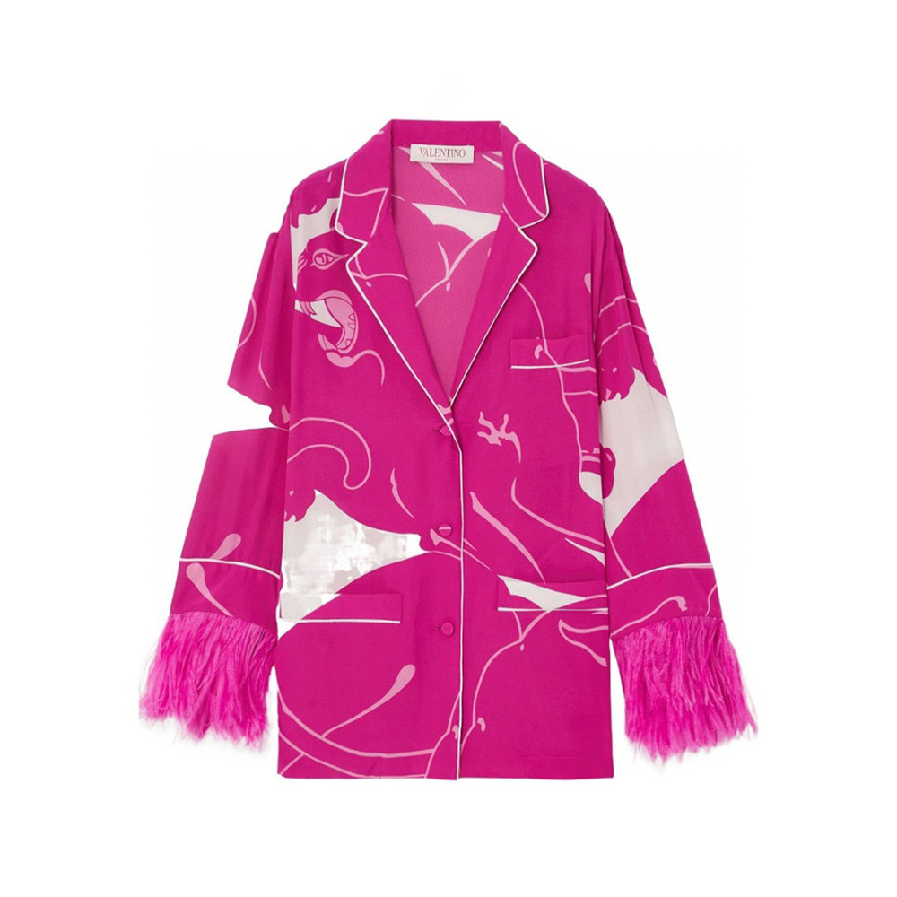 Valentino Panther Crepe De Chine Blouse Strappy Casual Pants Ngvp #nigo6881