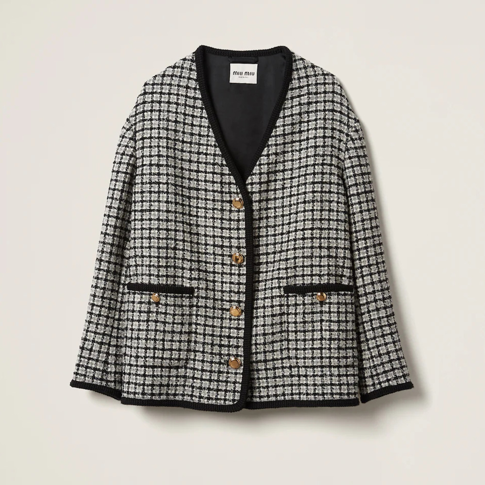 MiuMiu Gray Tweed Drop Shoulder Jacket Ngvp #nigo6845