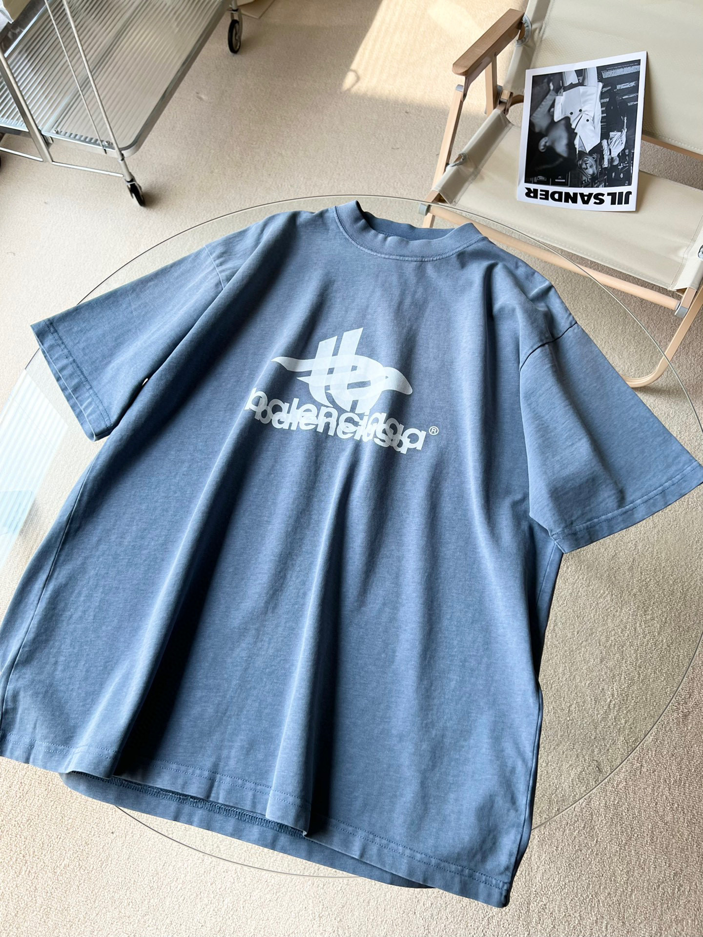 Balenciaga Short Sleeve Crew Neck T-Shirt Blue #nigo96834