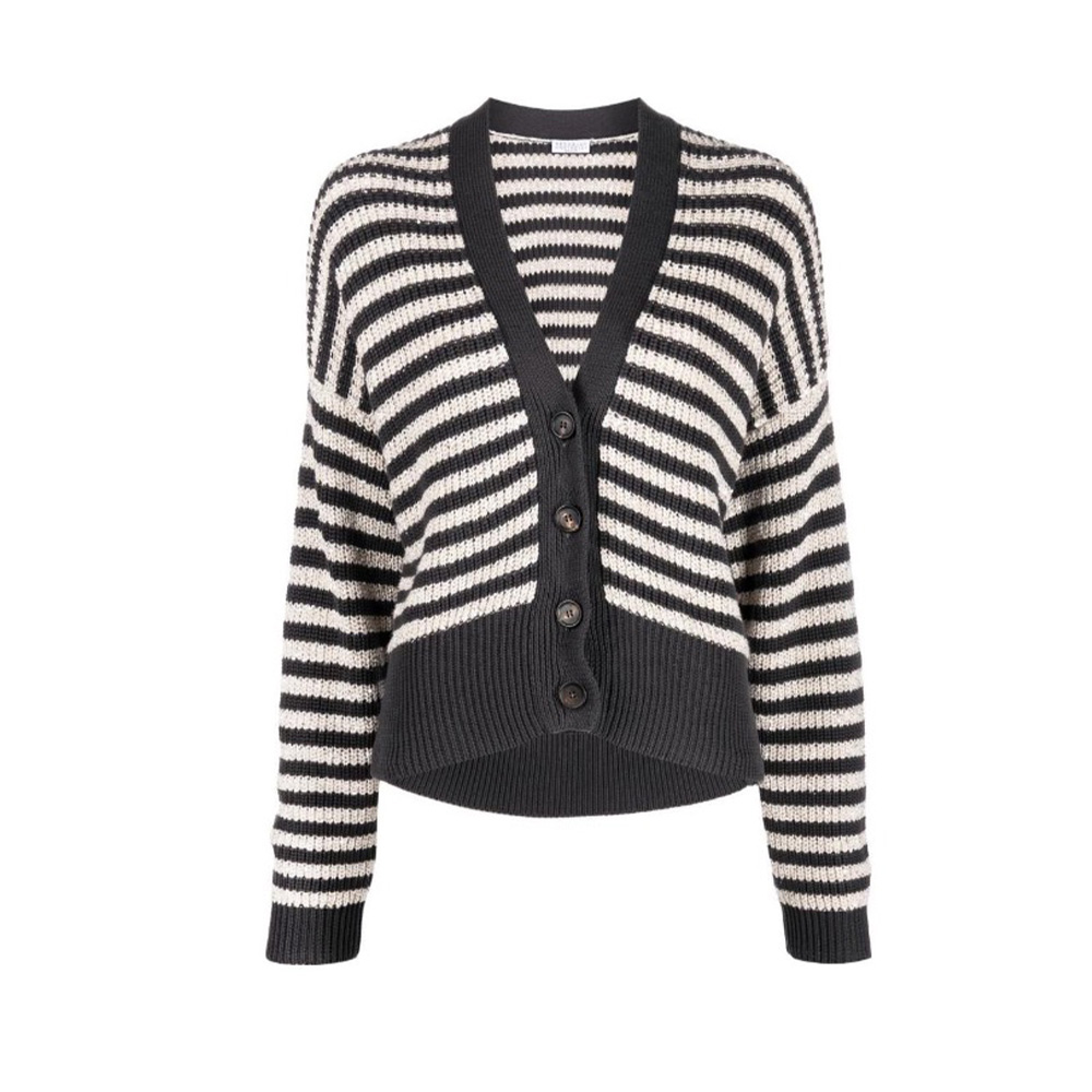 Brunello Cucinelli Striped English Ribbed Cotton Cardigan Ngvp #nigo6839