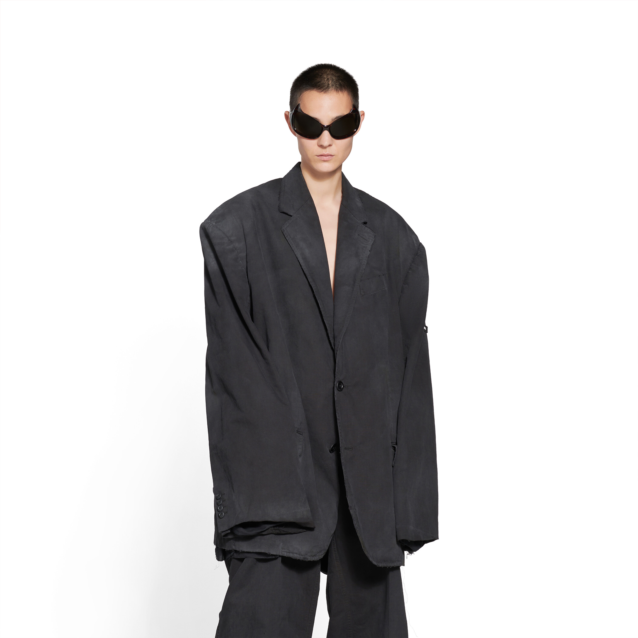 Balenciaga Men's Minimal Cargo Tailored Jacket in Black Ngvp #nigo6848