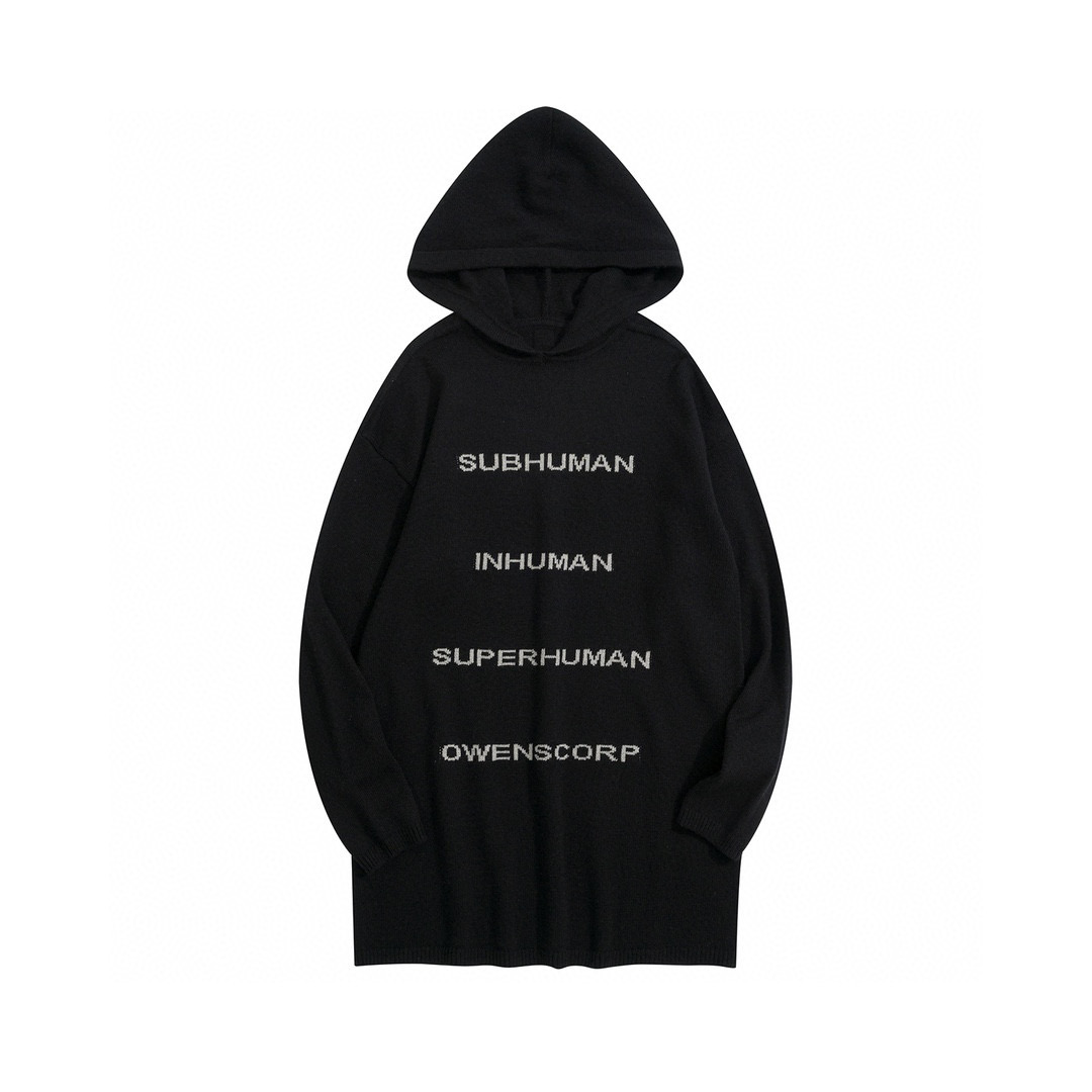 Rick Owens Letter Printed Knit Hoodie Ngvp #nigo6889