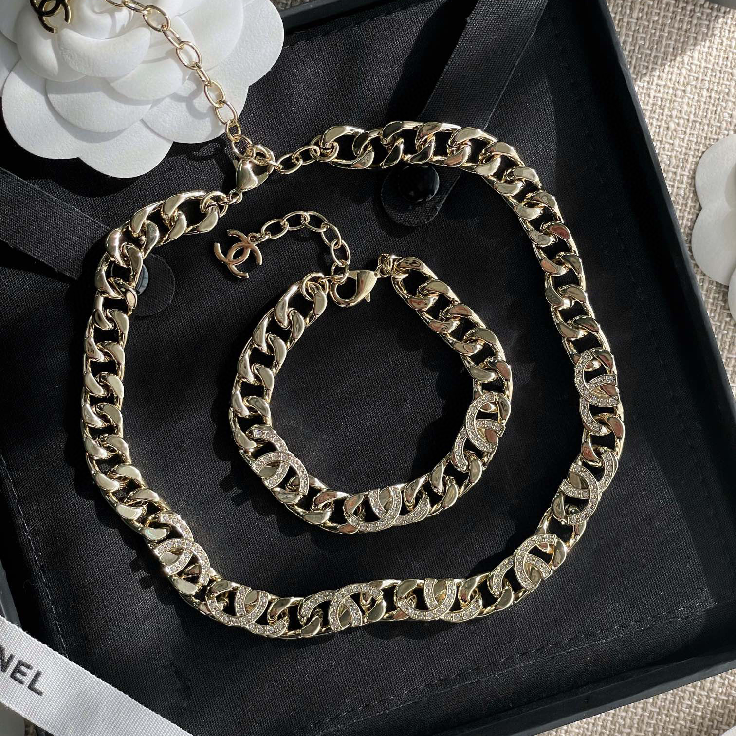 Chanel Cuban Necklace Bracelet Jewelry #nigo96832