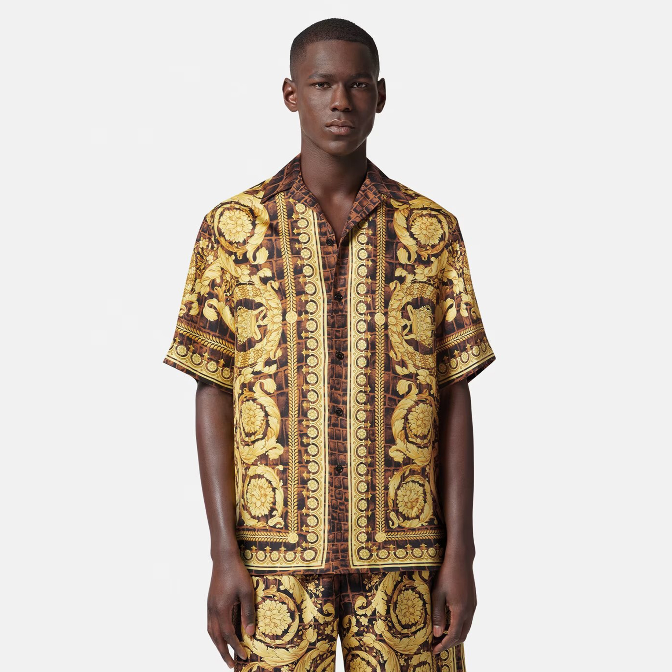 Versace Baroccodile Silk Shirt Shorts Ngvp #nigo6856