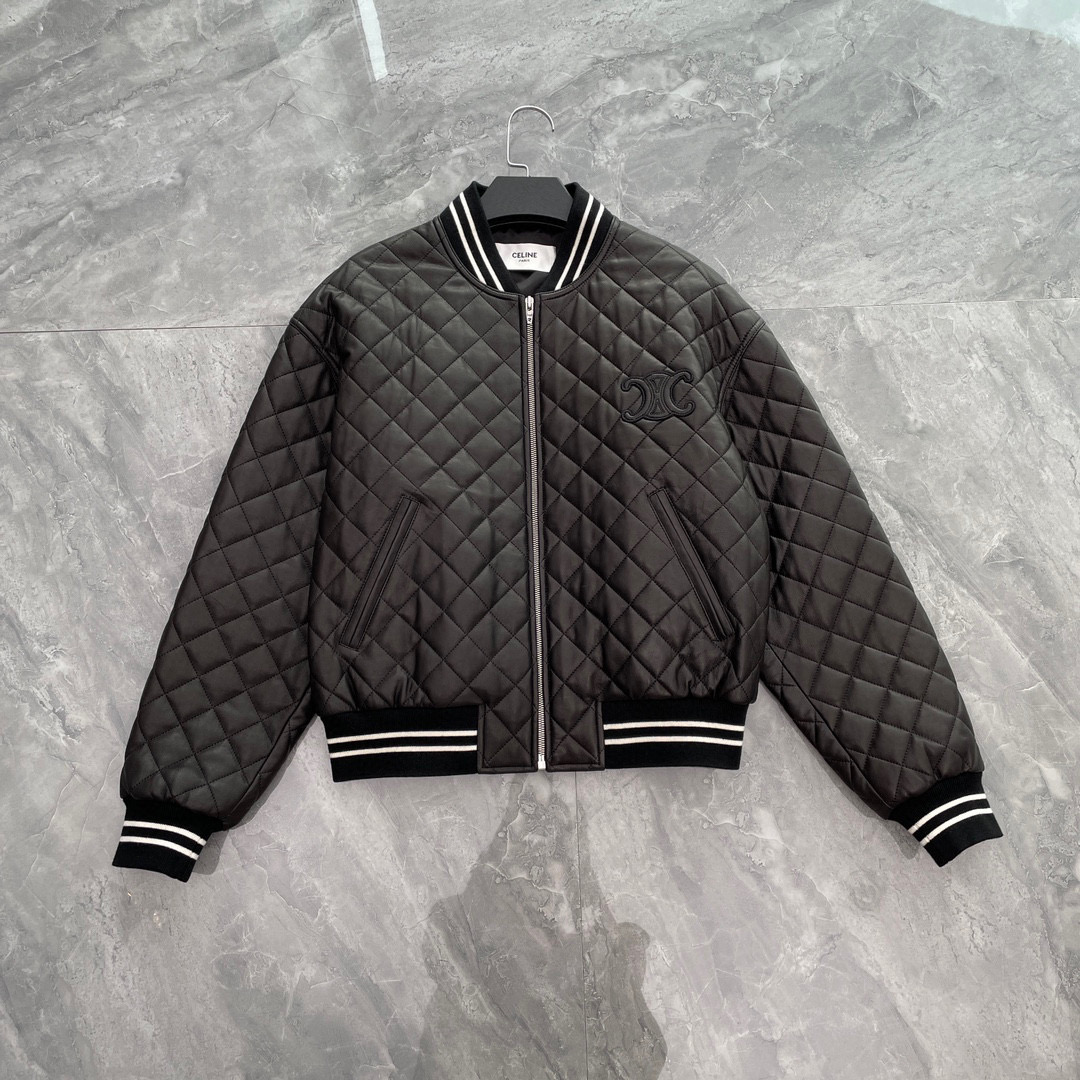 Celine Black Leather Baseball Jacket Coat Ngvp #nigo6727