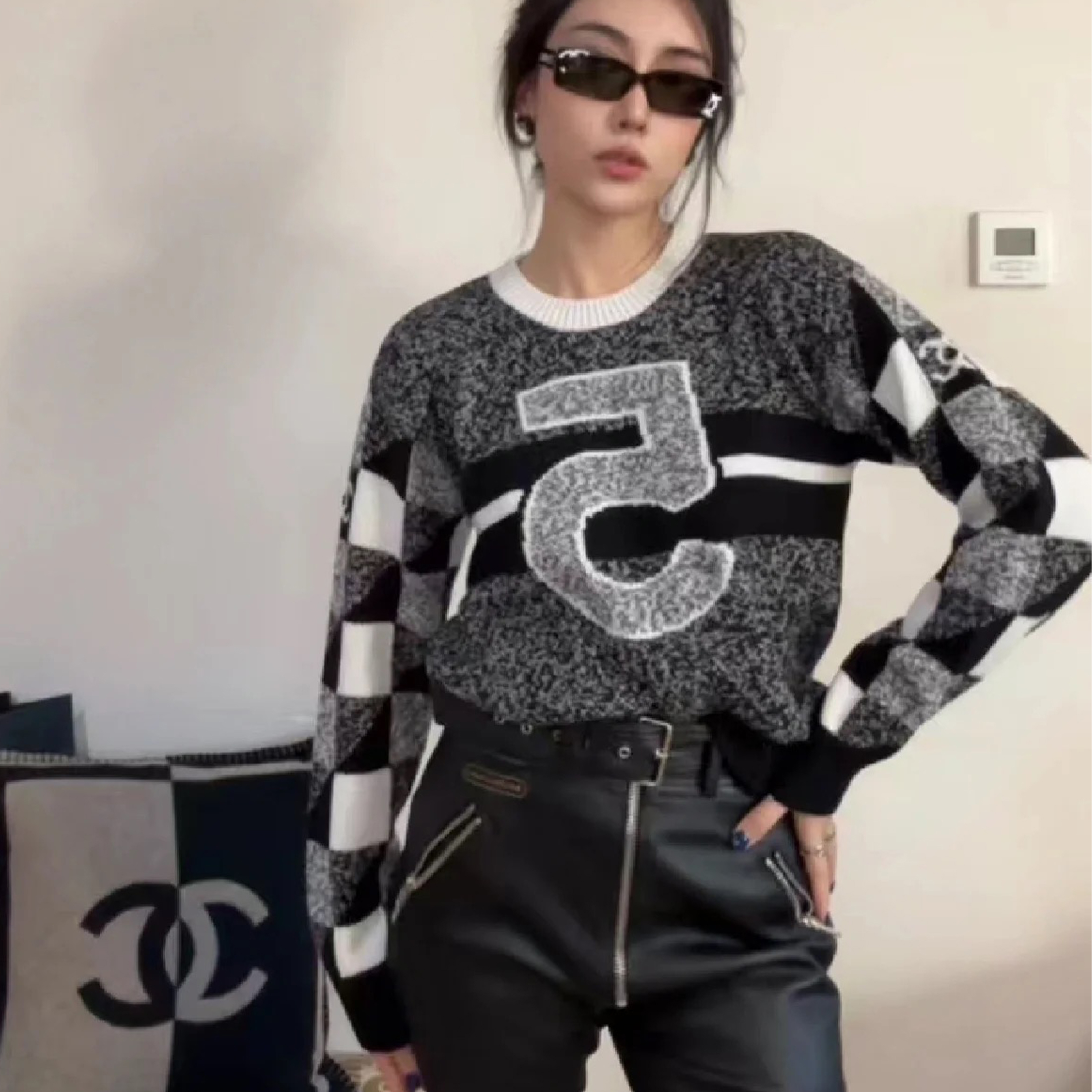 Chanel Jacquard Colorblock Crew Neck Sweater Ngvp #nigo6851