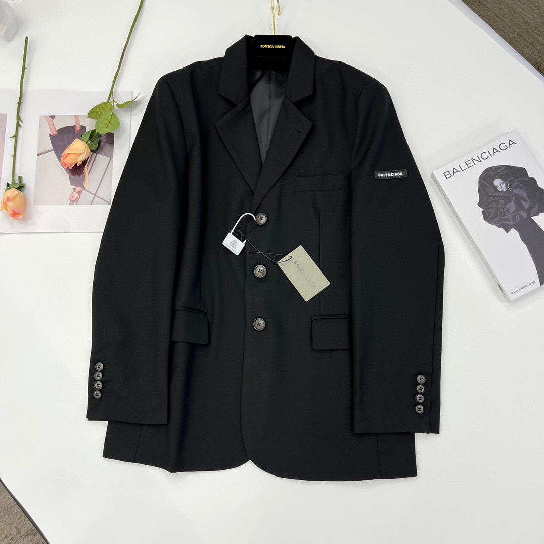 Balenciaga Black Printed Blazer Coat Ngvp #nigo6683