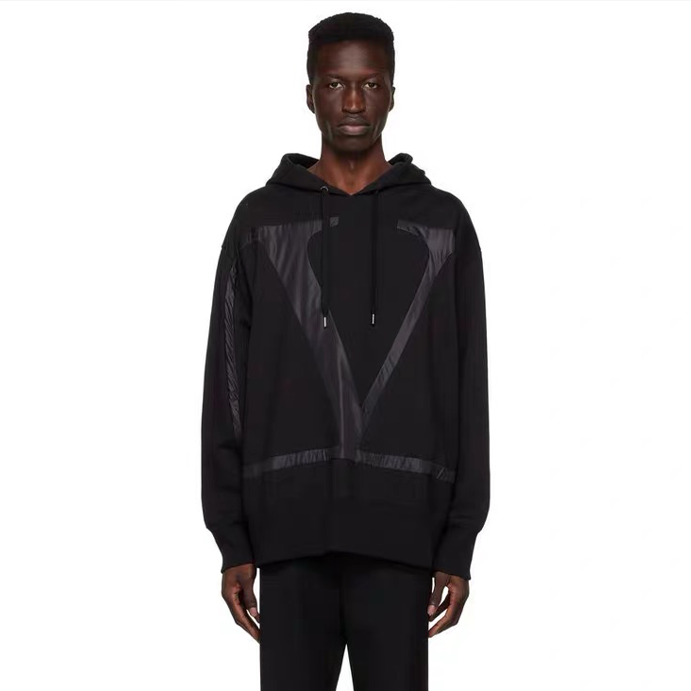 Valentino Letter Patchwork Black Hooded Sweatshirt Ngvp #nigo6916