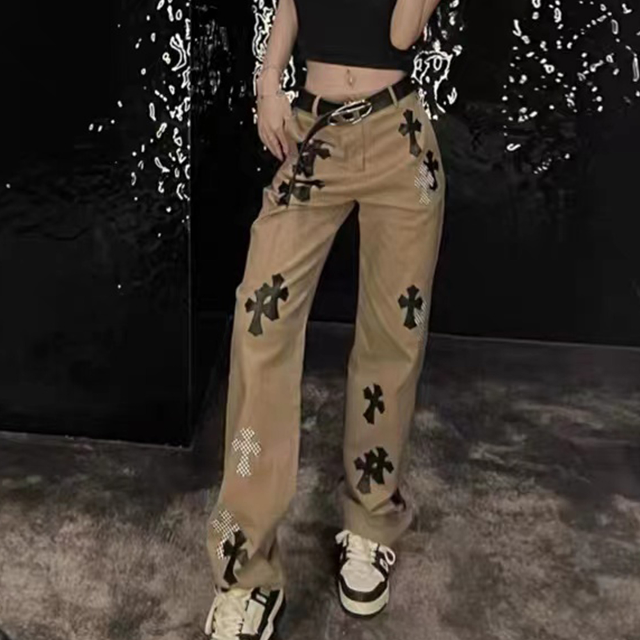 Chrome Hearts Men's Printed Straight Leg Denim Work Pants #nigo96848