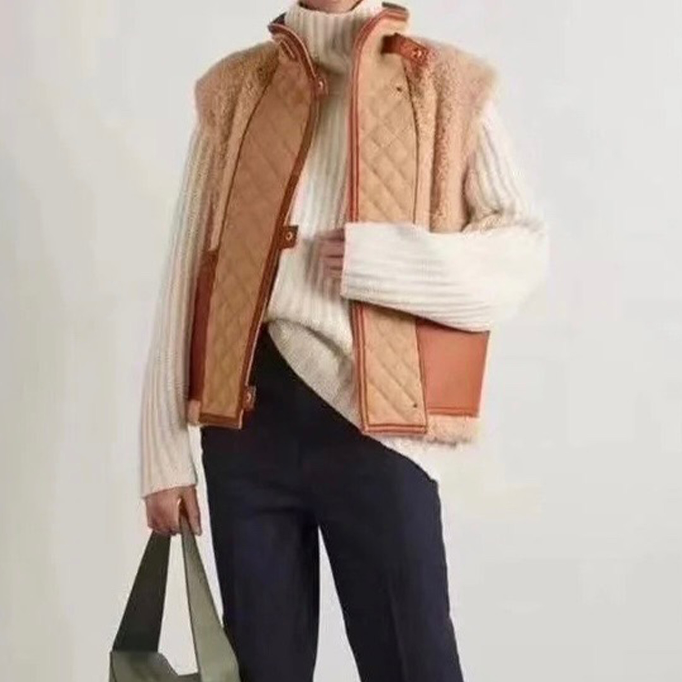 Loro Piana Lambswool Cowhide Patchwork Vest Ngvp #nigo6896