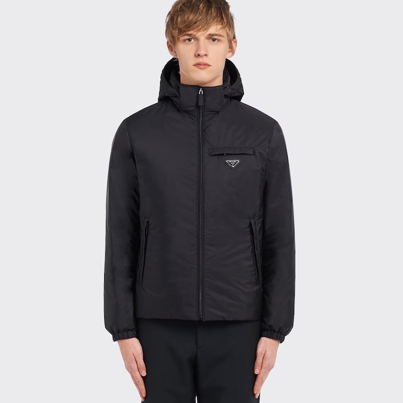 NIGO Prada Men's Fall/Winter Hooded Zipper Solid Color Re-Nylon Puffer Jacket #nigo96855