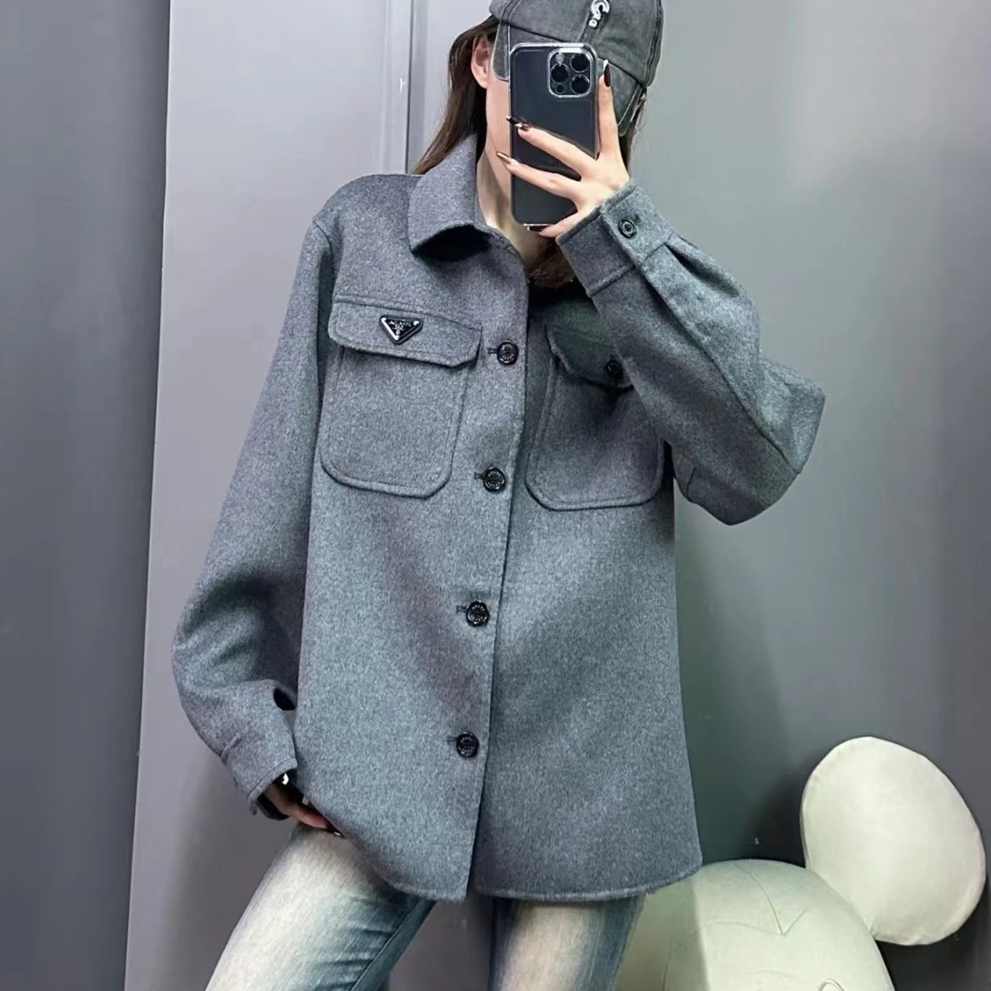 NIGO Prada Men's Autumn And Winter Models Single-Breasted Lapel Loose Solid Color Jacket #nigo96854