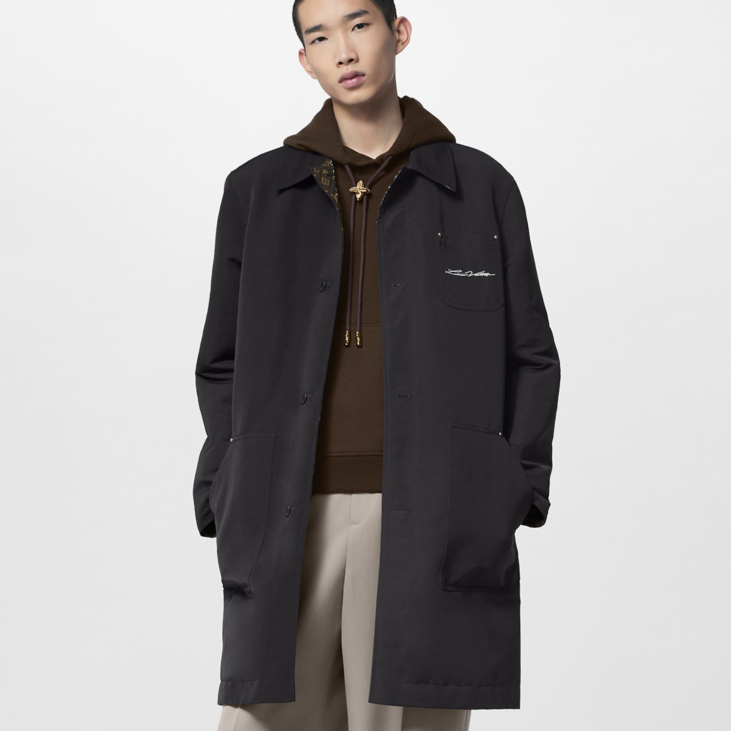 NIGO Balenciaga Men's Single-Breasted Reversible Technical Cotton Fall And Winter Long Coat Jacket #nigo96851