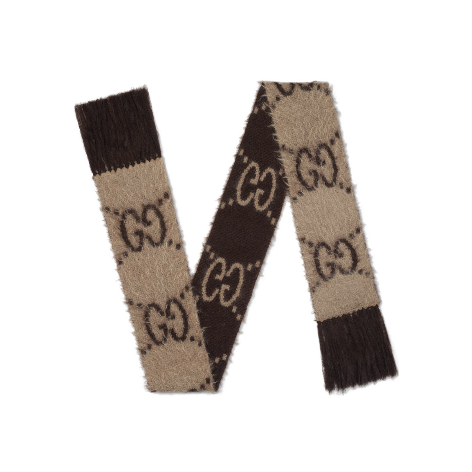 NIGO Gucci Men's and Women's GG Mohair Wool Blend Fringe Scarf #nigo96862