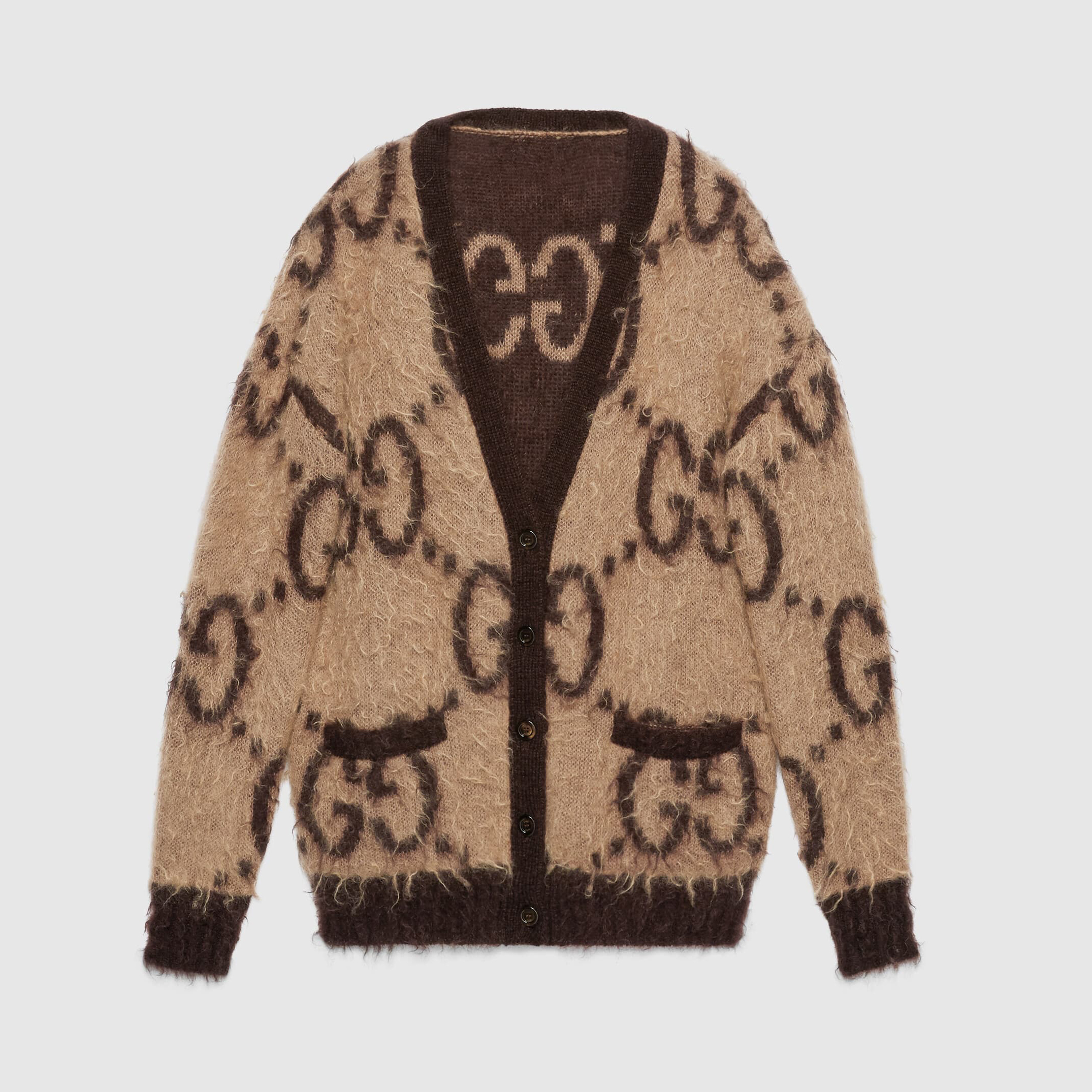 NIGO Gucci Reversible GG Mohair Wool Cardigan Knit Long Sleeve Shirt #nigo96864