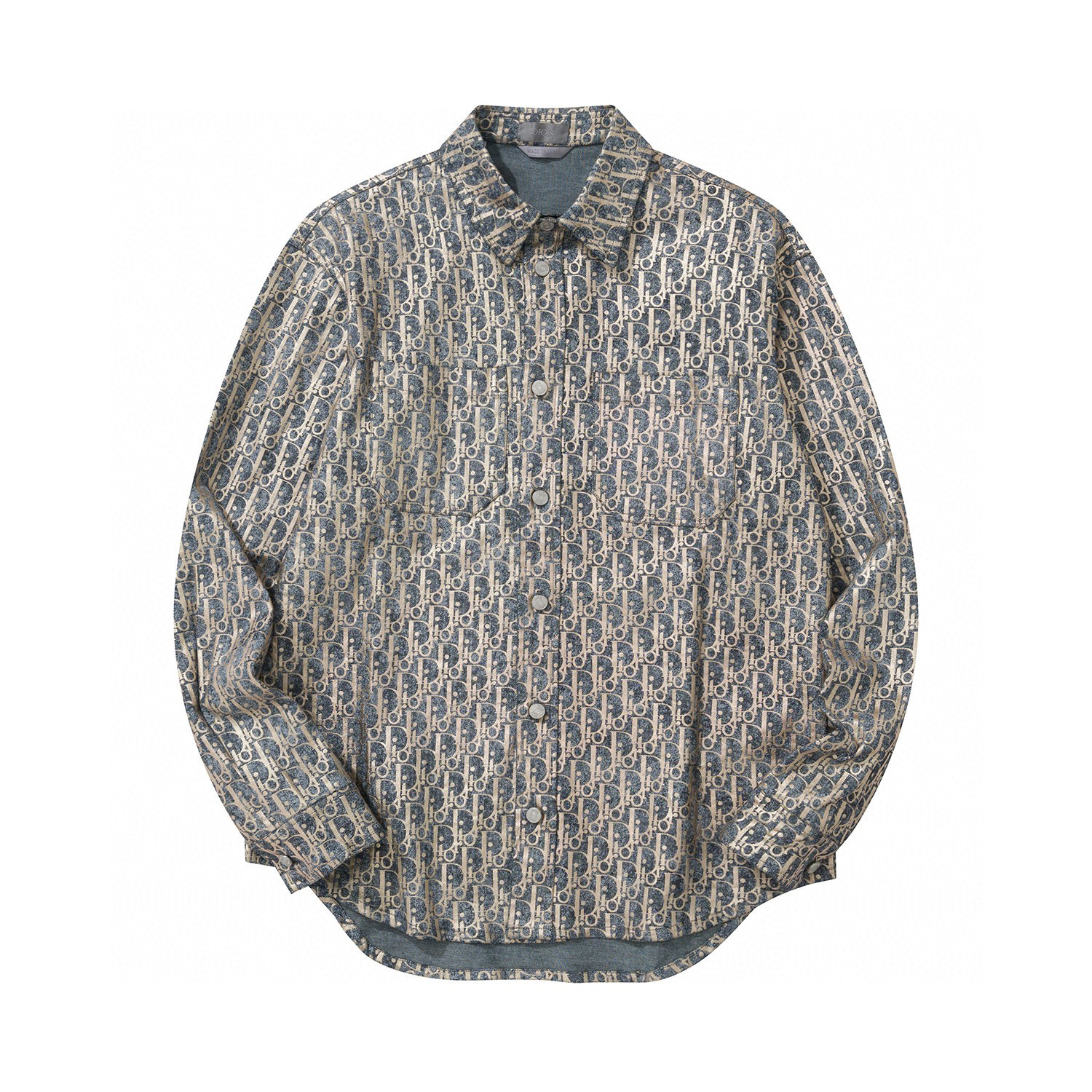 NIGO Dior Gold Denim Jacquard Loop Single Breasted Long Sleeve Shirt #nigo96878