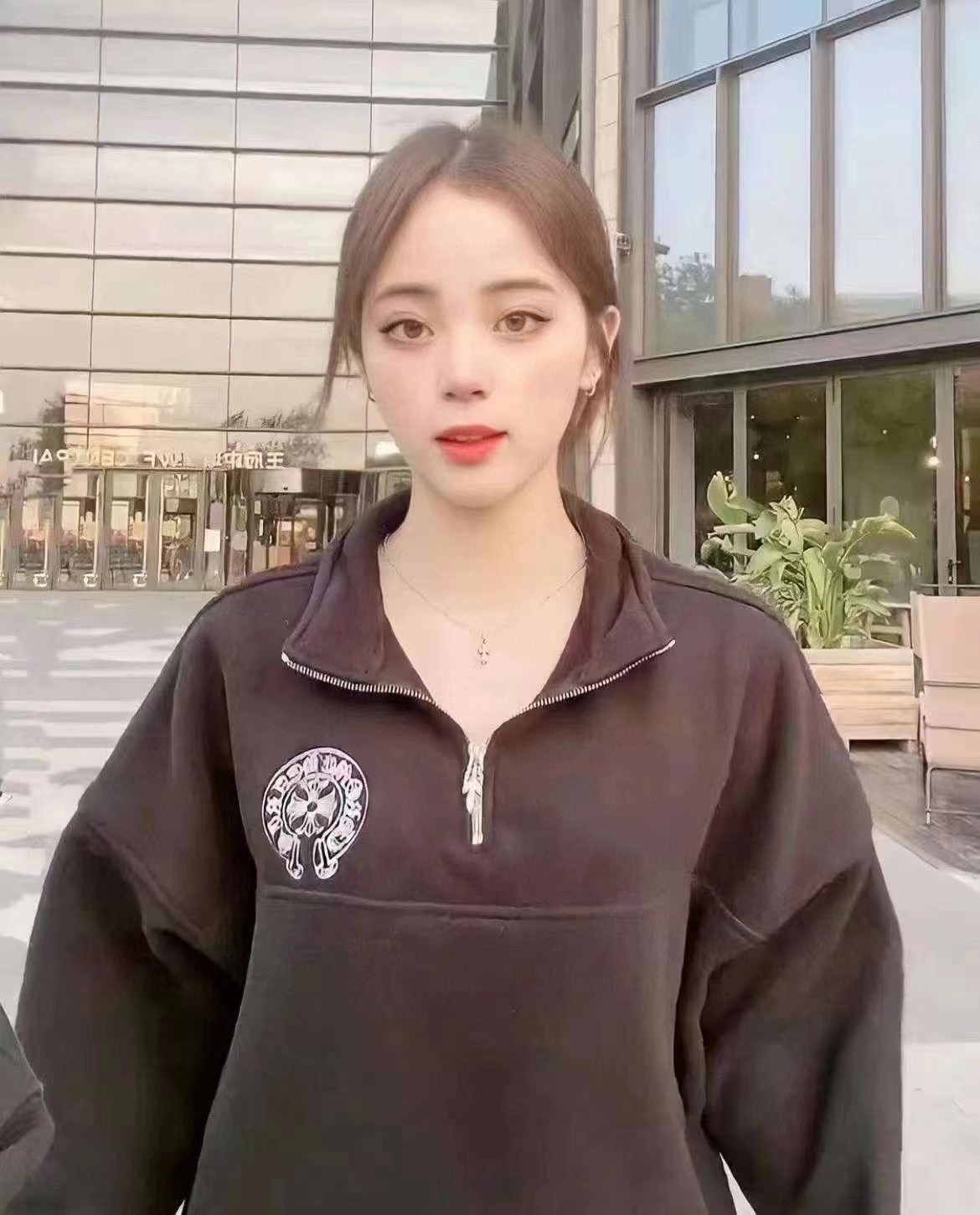 NIGO Chrome Hearts Co-ed Solid Colour Pattern Printed Zip Pocket Drawstring Long Sleeve Sweatshirt Pullover #nigo96876