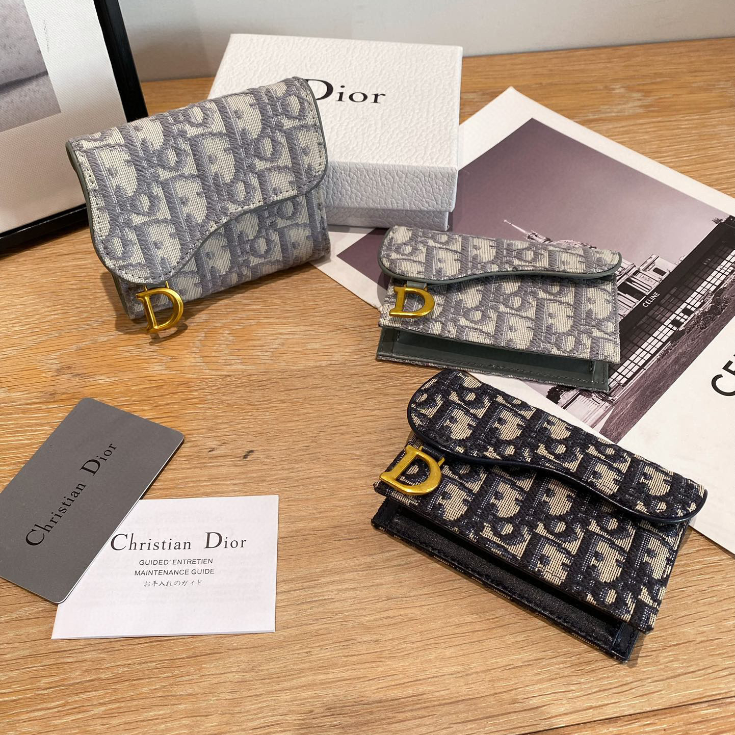 NIGO Dior Saddle Lotus Wallet Gray Dior Oblique Jacquard Saddle Flap Card Holder Bag #nigo96887