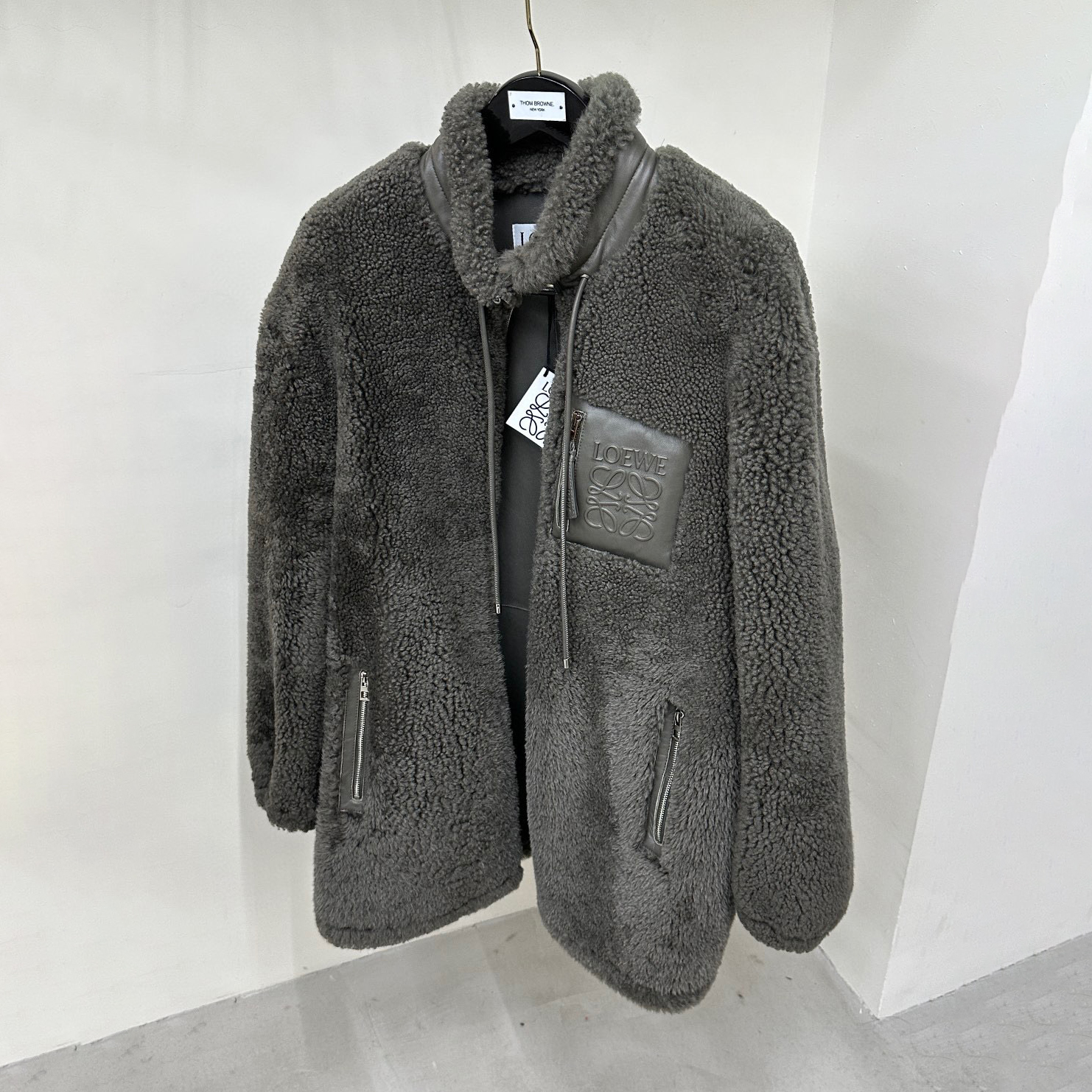 NIGO Loewe Men's Winter Dark Green Patchwork Collar Zipper Medium-Length Jacket Coat #nigo96884