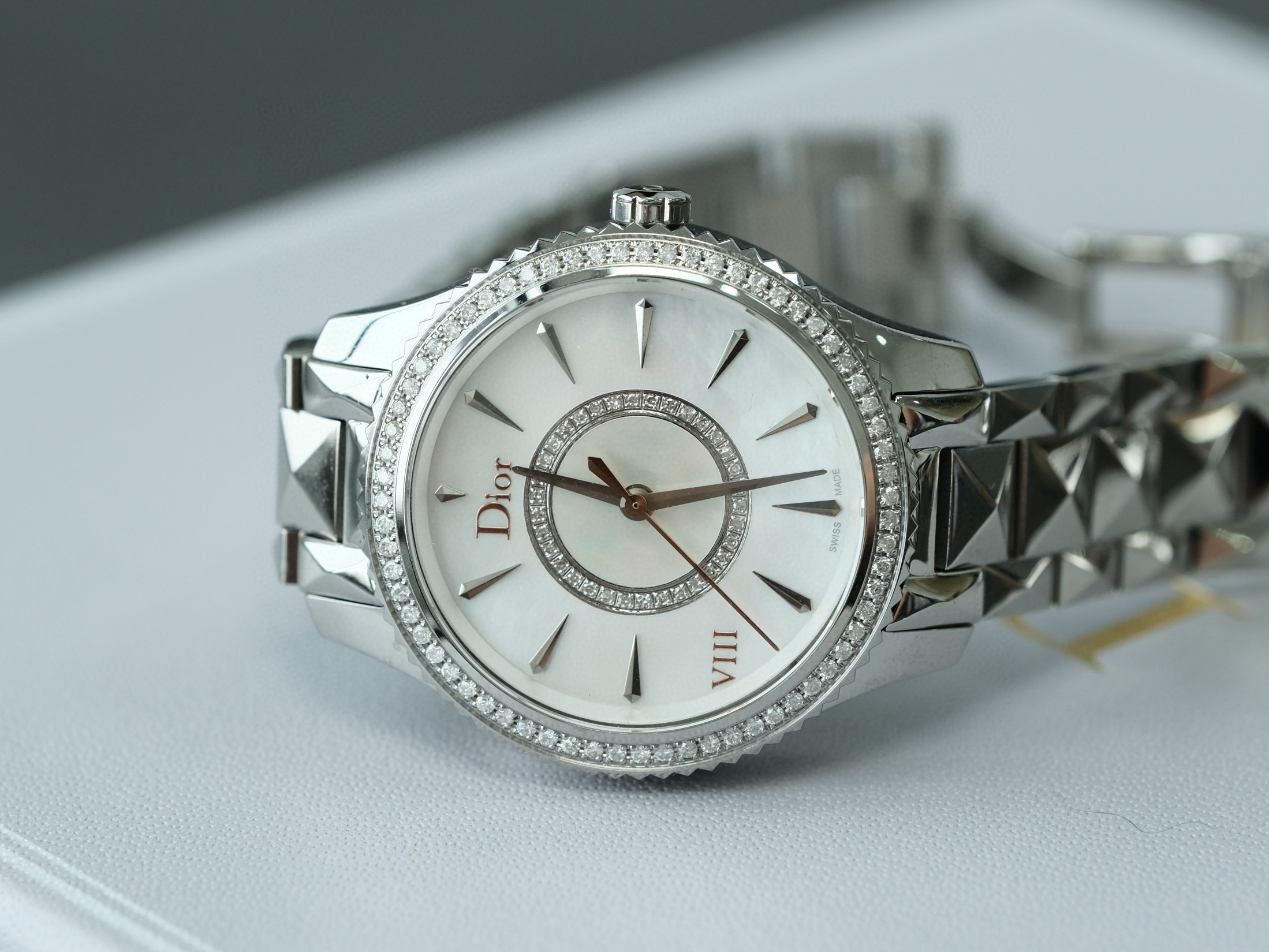 NIGO Dior Round Dial Steel Strap Rhinestone Bezel Mechanical Watch #nigo96889