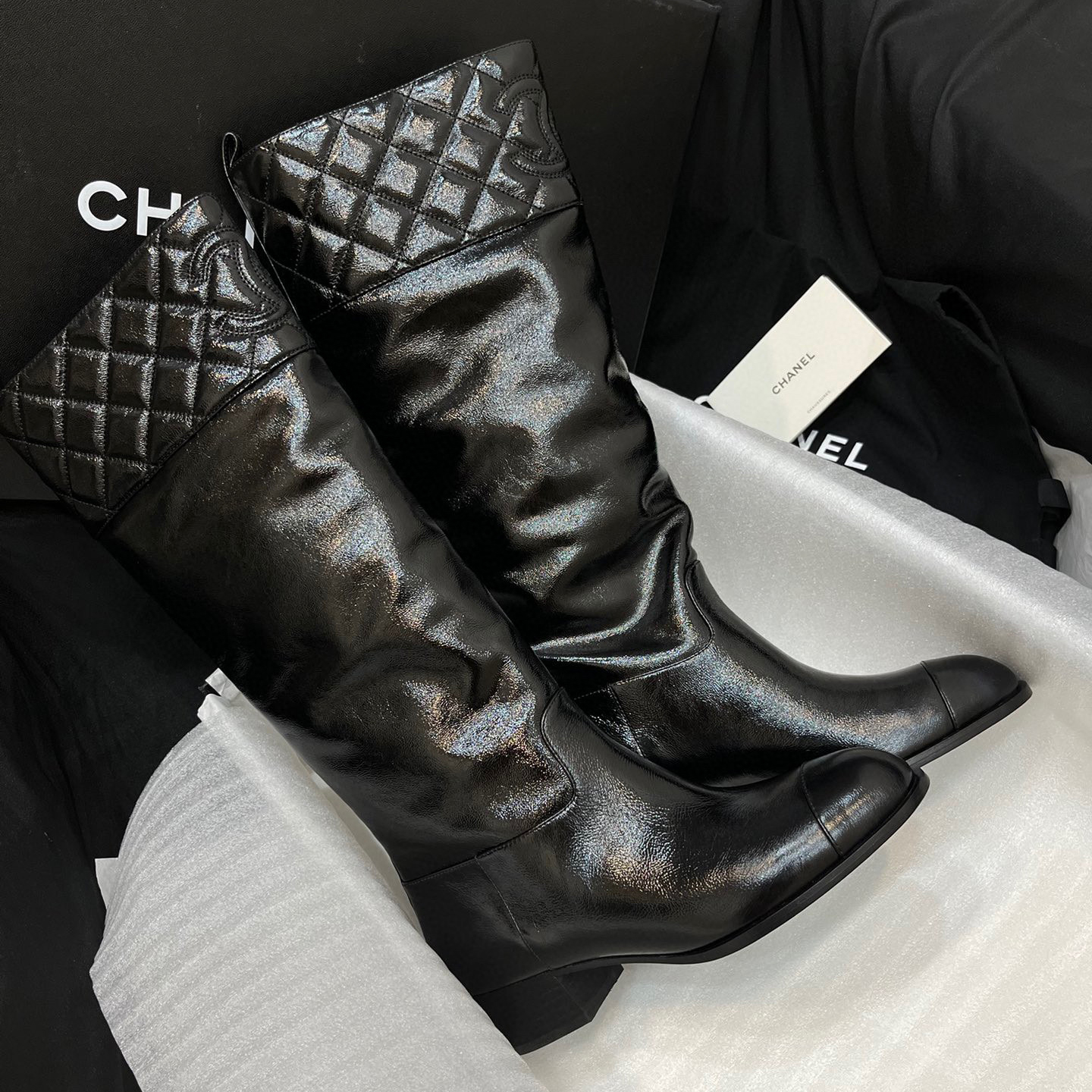 NIGO Chanel Women's High Top Oil Waxed Leather Diamond Shape Boots Shoes #nigo96896