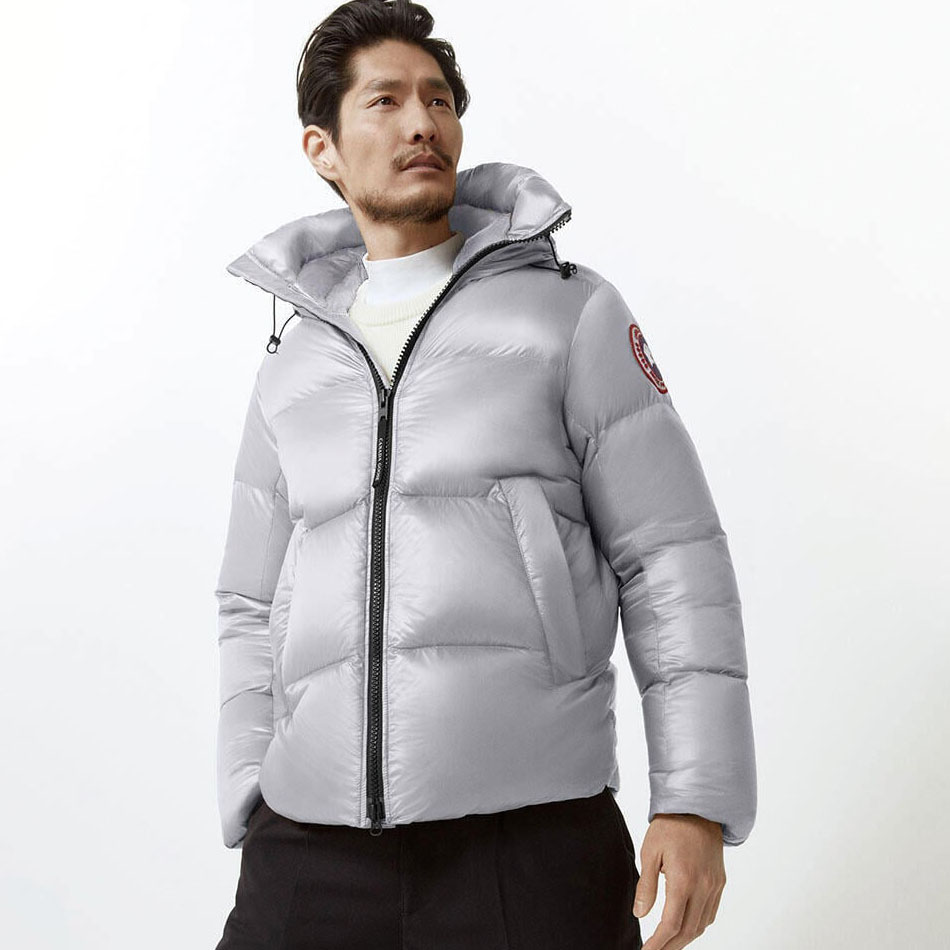 NIGO Canada Goose Men's Silver Winter White Label Solid Color Long Sleeve Hooded Crofton Puffer Down Jacket #nigo96897