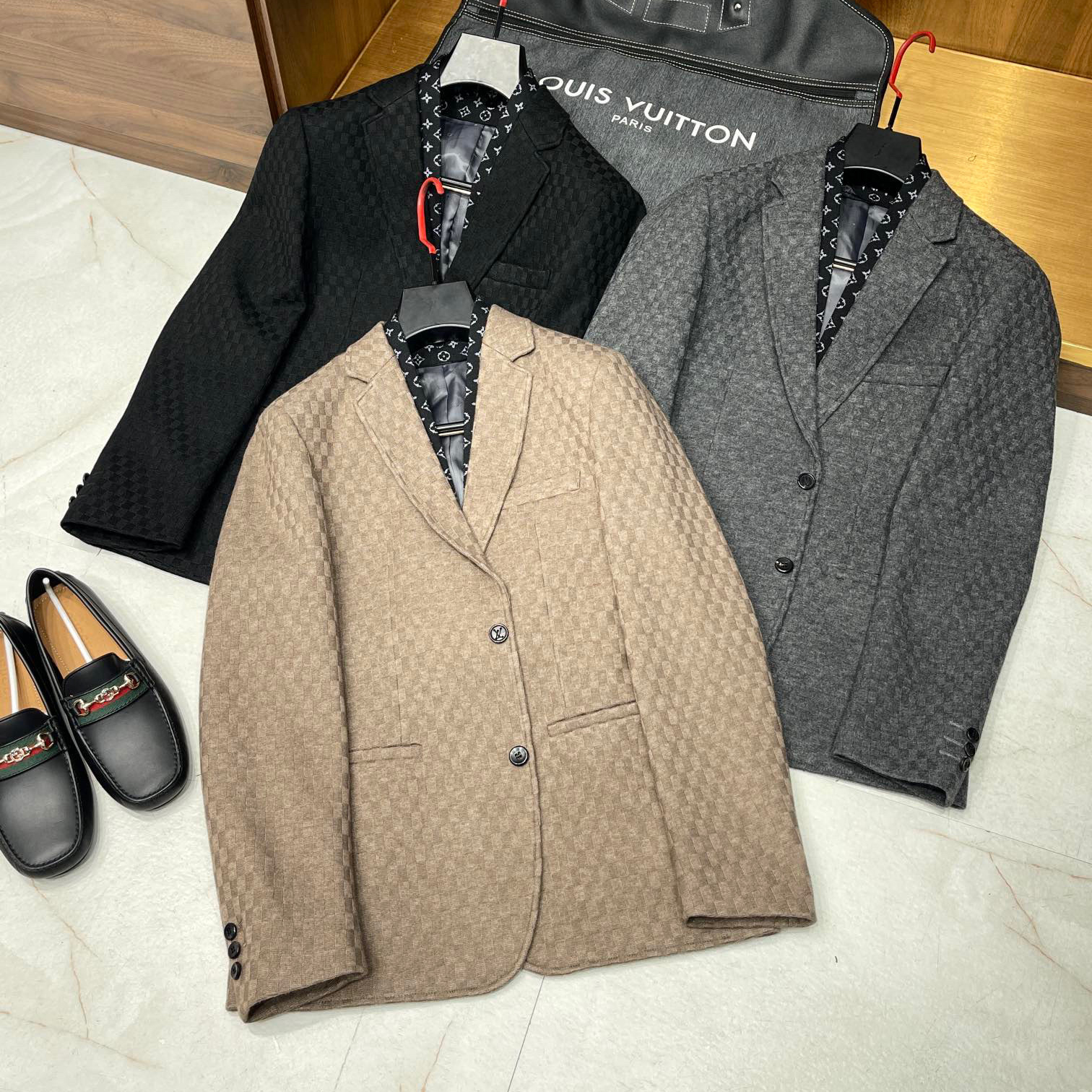 NIGO Louis Vuitton Chess Check Cashmere Blend Fabric Single Breasted Long Sleeve Shirt Jacket #nigo96898