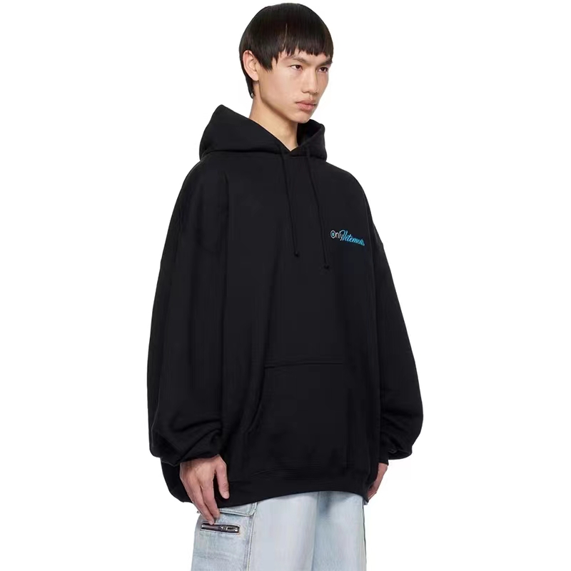 NIGO Vetements Men's Fall/Winter Black Cotton Long Sleeve Hooded Sweatshirt Pullover #nigo96911