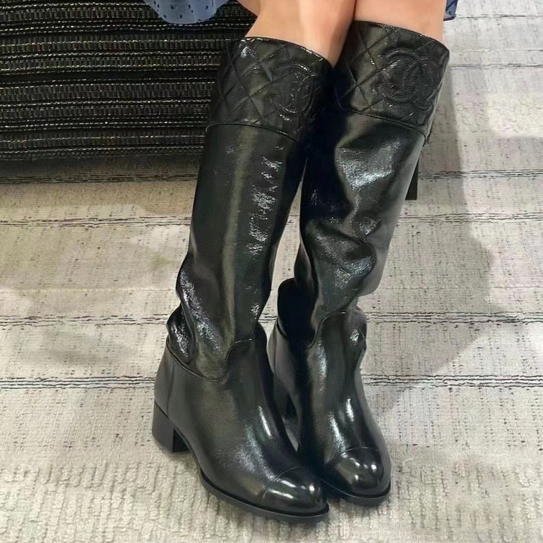 NIGO Chanel Women's High Top Oil Waxed Leather Diamond Shape Boots Shoes #nigo96896