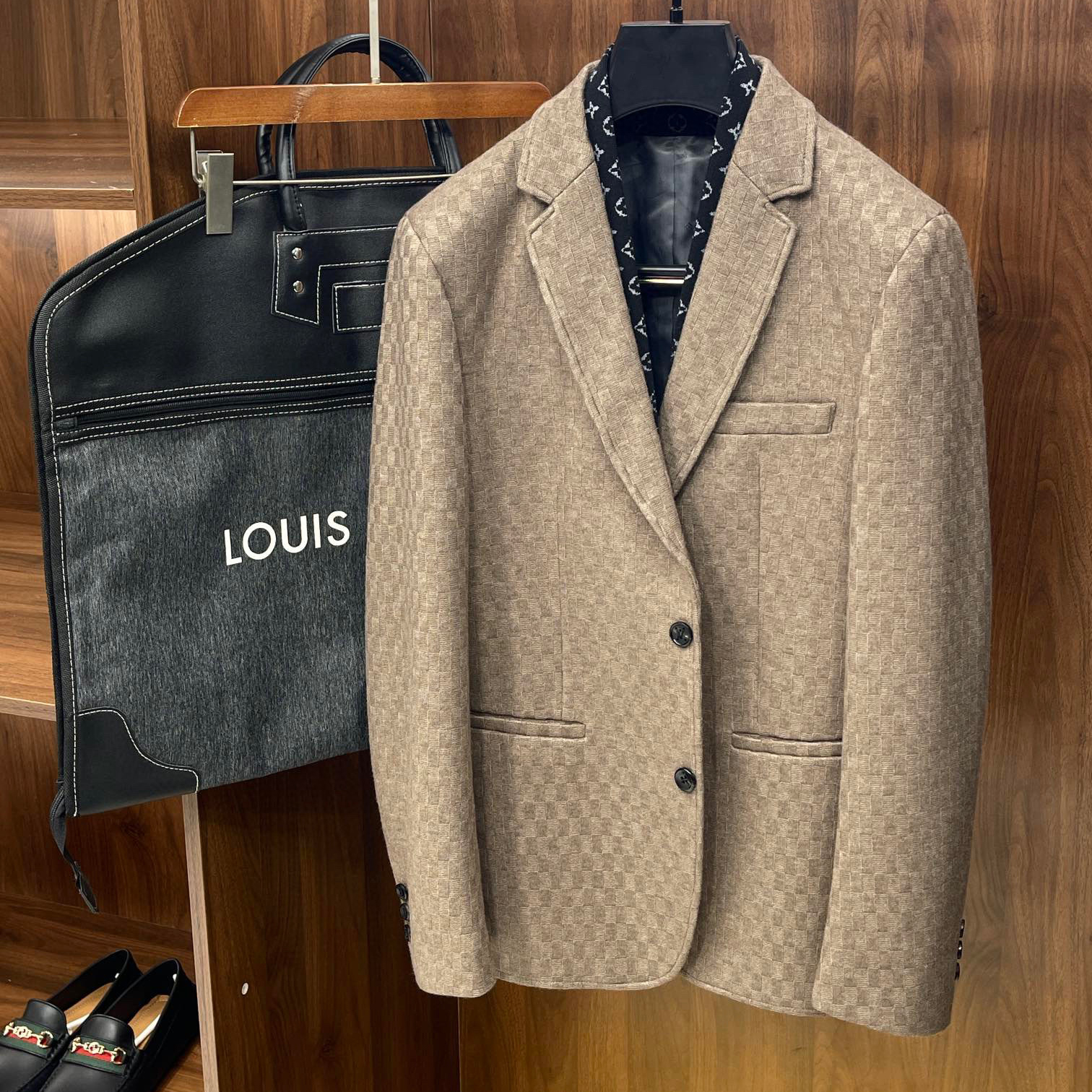 NIGO Louis Vuitton Chess Check Cashmere Blend Fabric Single Breasted Long Sleeve Shirt Jacket #nigo96898