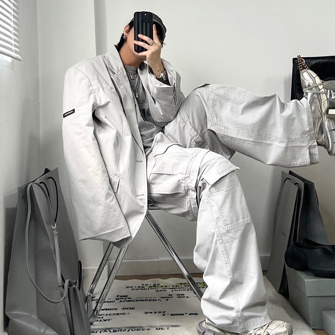 NIGO Balenciaga Men's Seasonal Washed Plaid Double Breasted Blazer Jacket #nigo96893