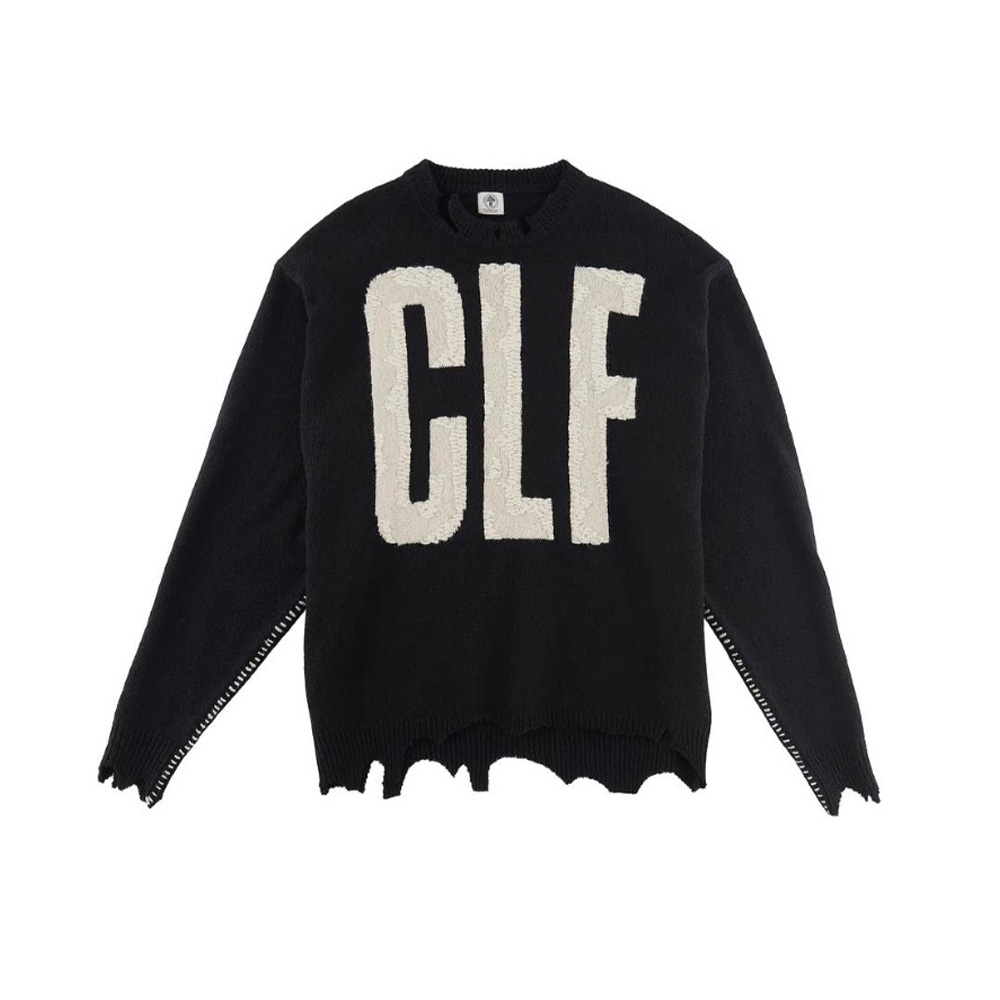 NIGO Saint Michael FW22 Men's Spring And Autumn Black Letter Print Long Sleeve Wool Crew Neck Knit Sweater Ngvp #nigo6971