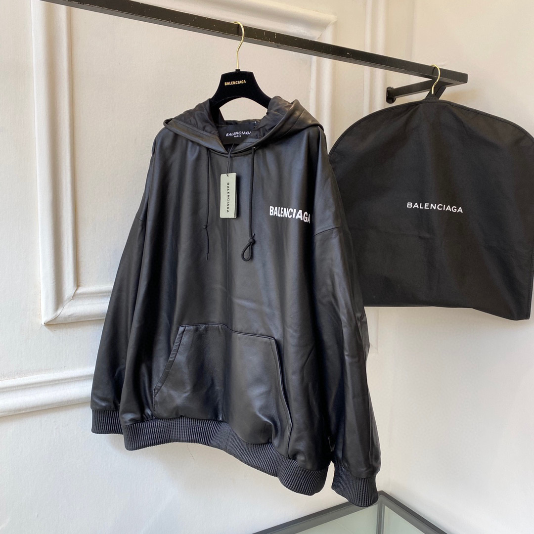 NIGO Balenciaga Men's Women's Autumn And Winter Long Sleeve Pullover Loose Hooded Leather Sweatshirt #nigo96914