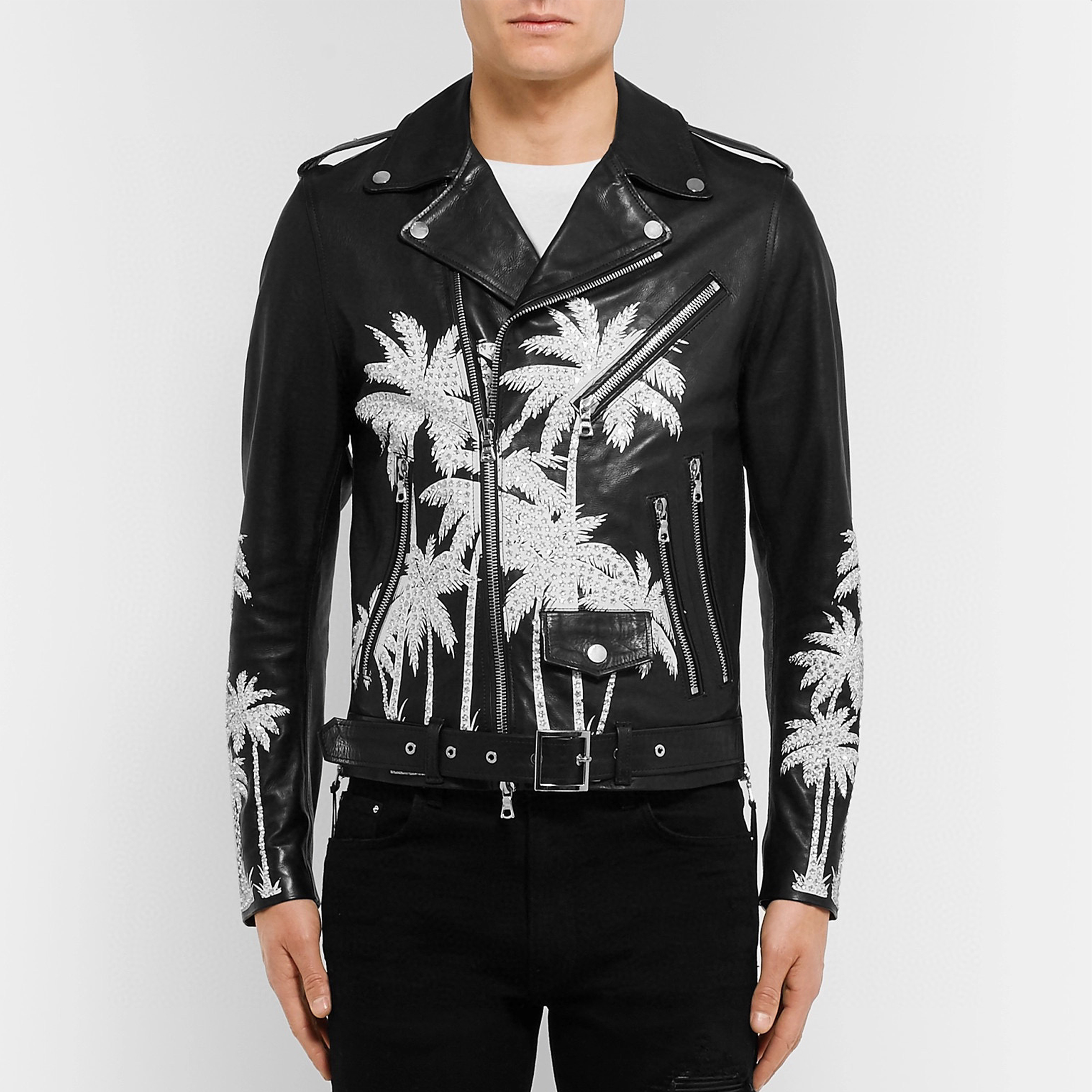 NIGO AMIRI Men's Autumn and Winter Diamond Printed Short Long Sleeve Leather Jacket Ngvp #nigo6947