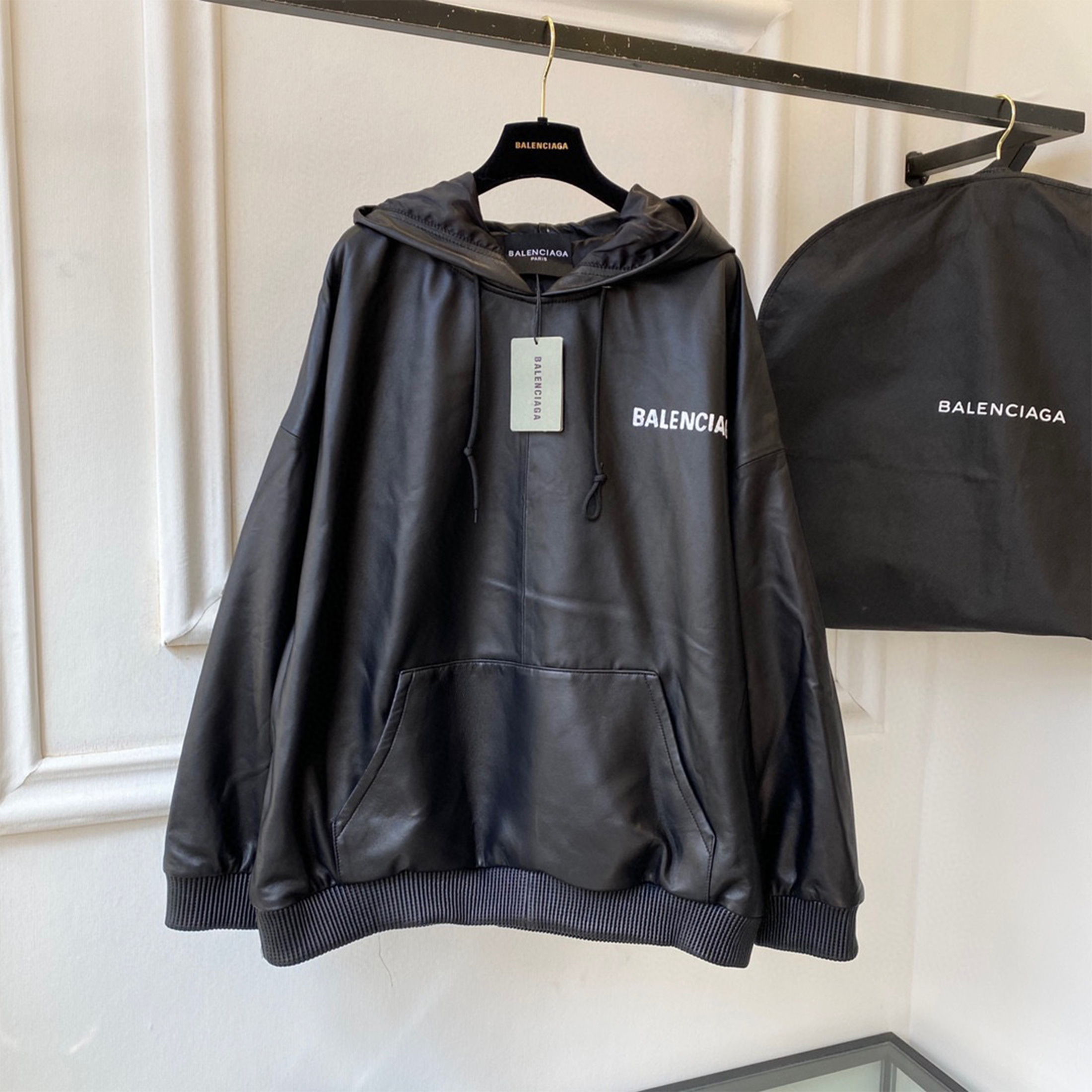 NIGO Balenciaga Men's Women's Autumn And Winter Long Sleeve Pullover Loose Hooded Leather Sweatshirt #nigo96914