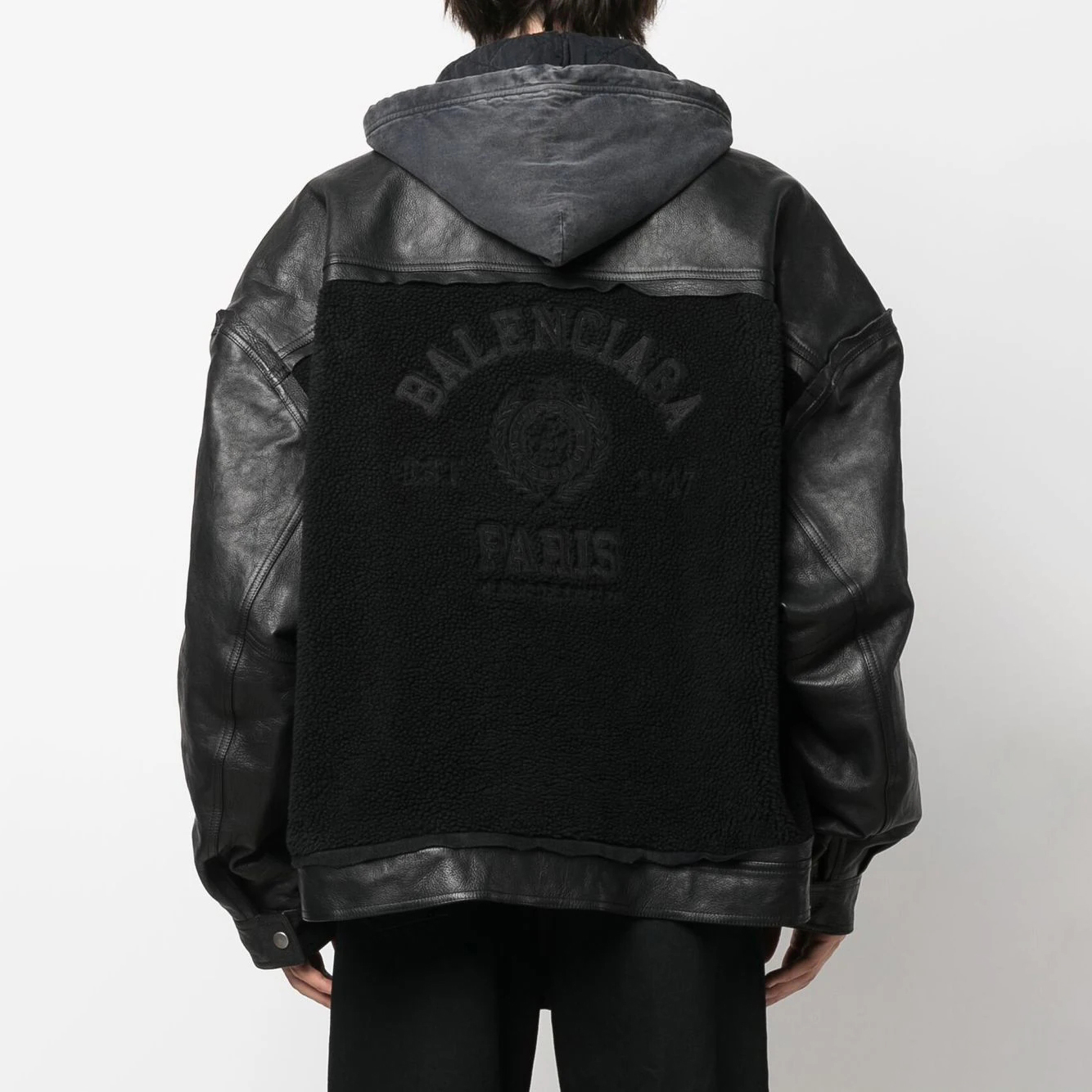 NIGO Balenciaga Men's Winter Hooded Jacket in Black Spliced Material #nigo96915