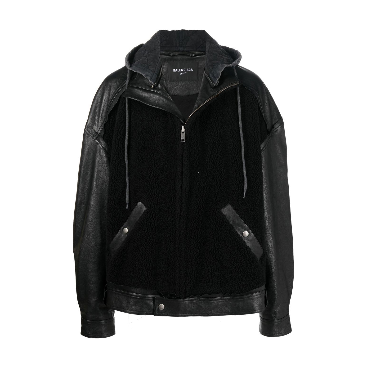 NIGO Balenciaga Men's Winter Hooded Jacket in Black Spliced Material #nigo96915