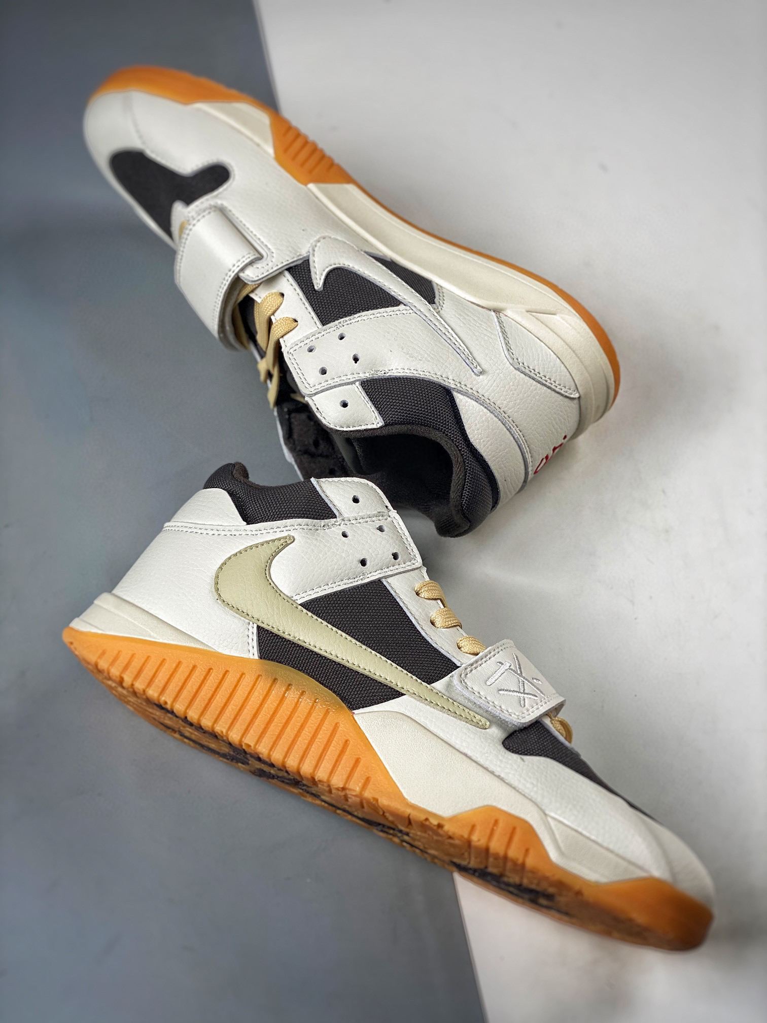 NIGO Nike Travis Scott x Jordan Executive TheCheck Black and White Leather Low Top Barb Basketball Shoes #nigo96919